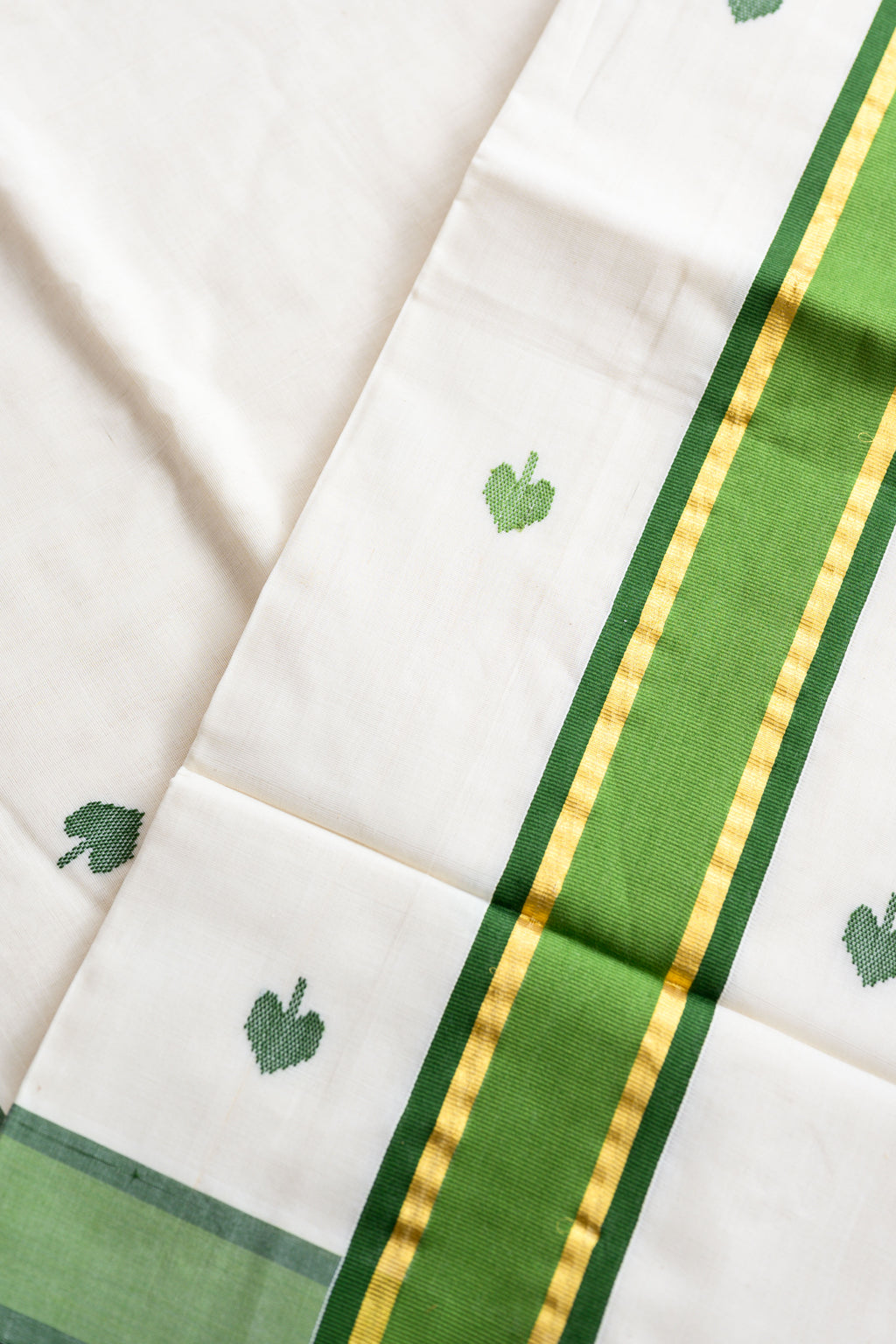 Green Kara and Butas Balaramapuram Handloom Saree with Ajrakh Blouse