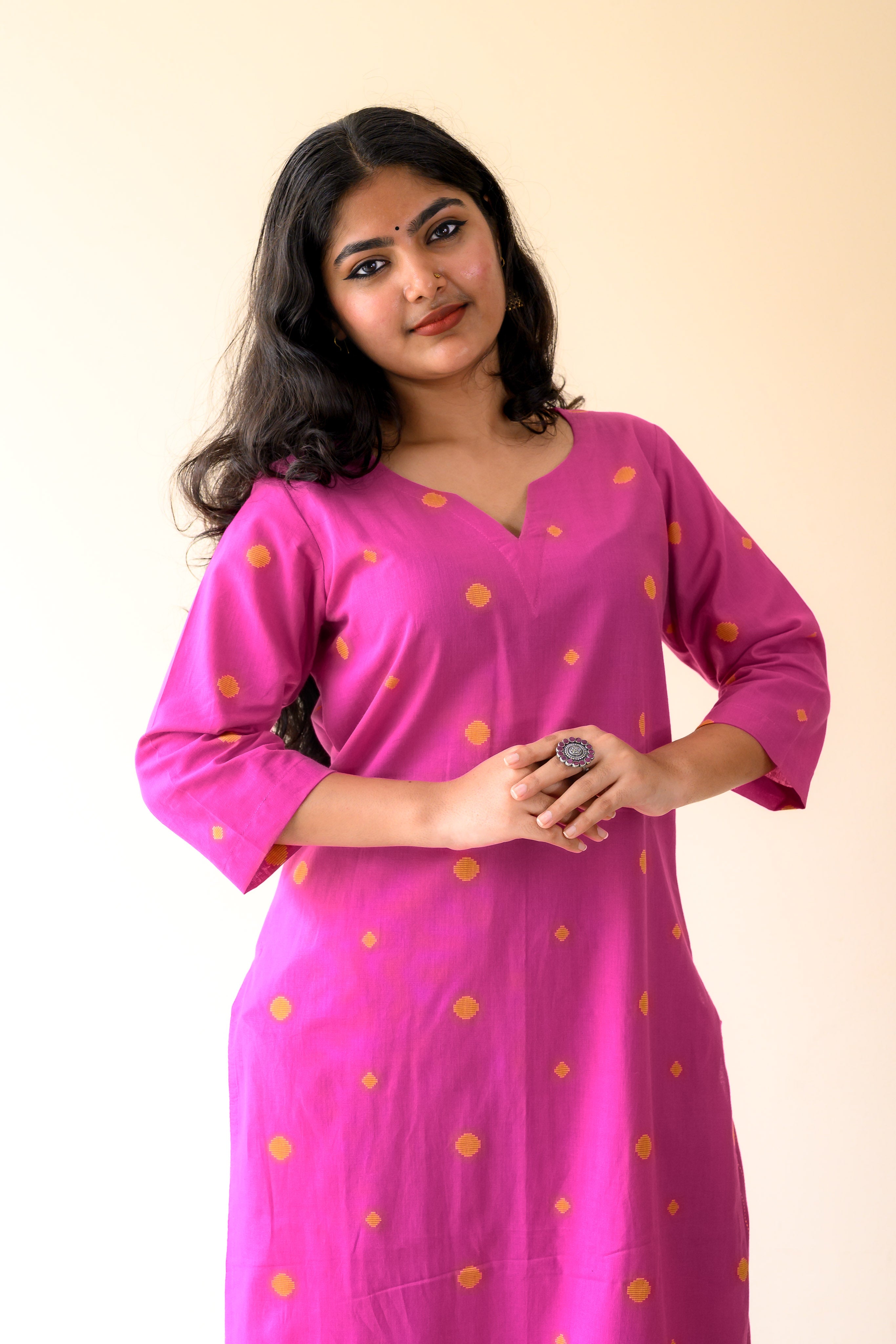 Set of 2- Inara Pink South Cotton Kurta & Pants Set