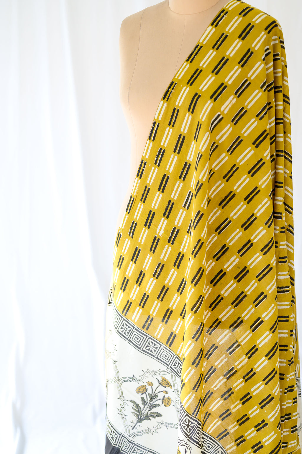 Framed Blossoms Bagru Cotton Dupatta