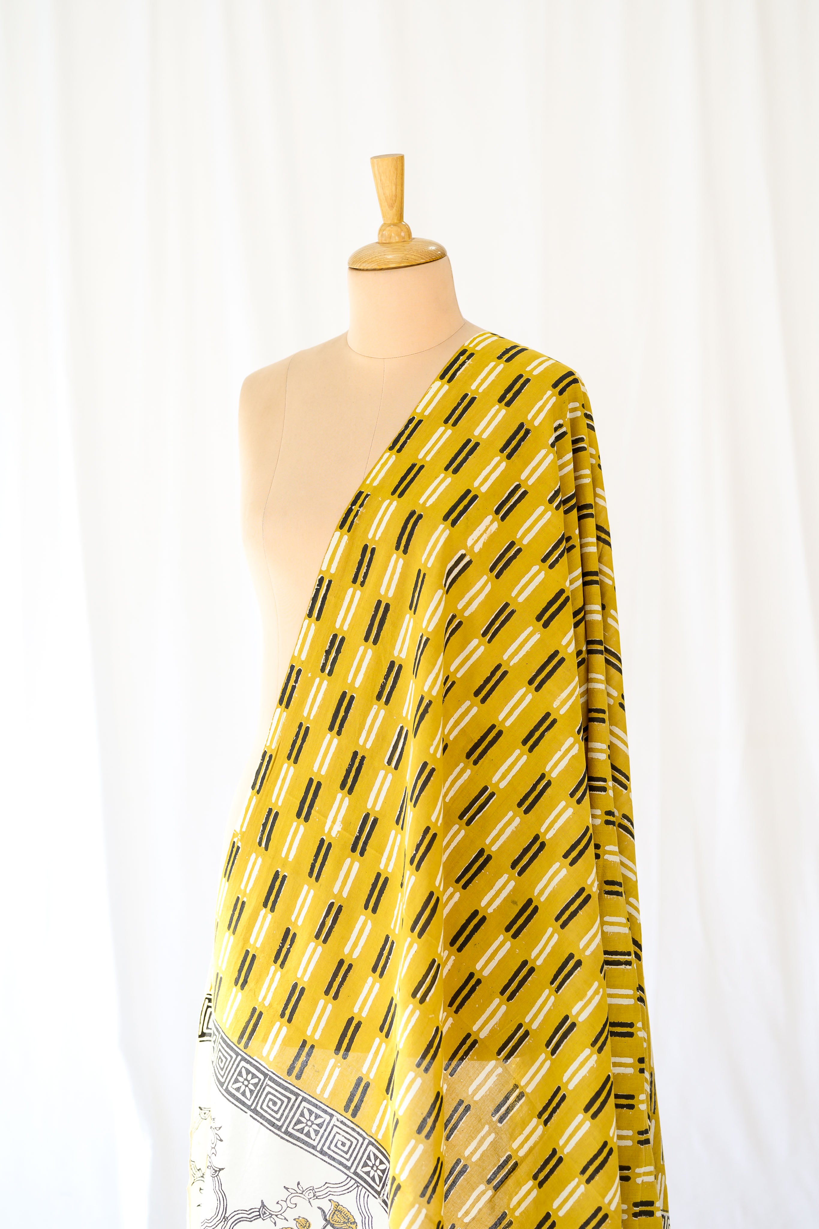 Framed Blossoms Bagru Cotton Dupatta