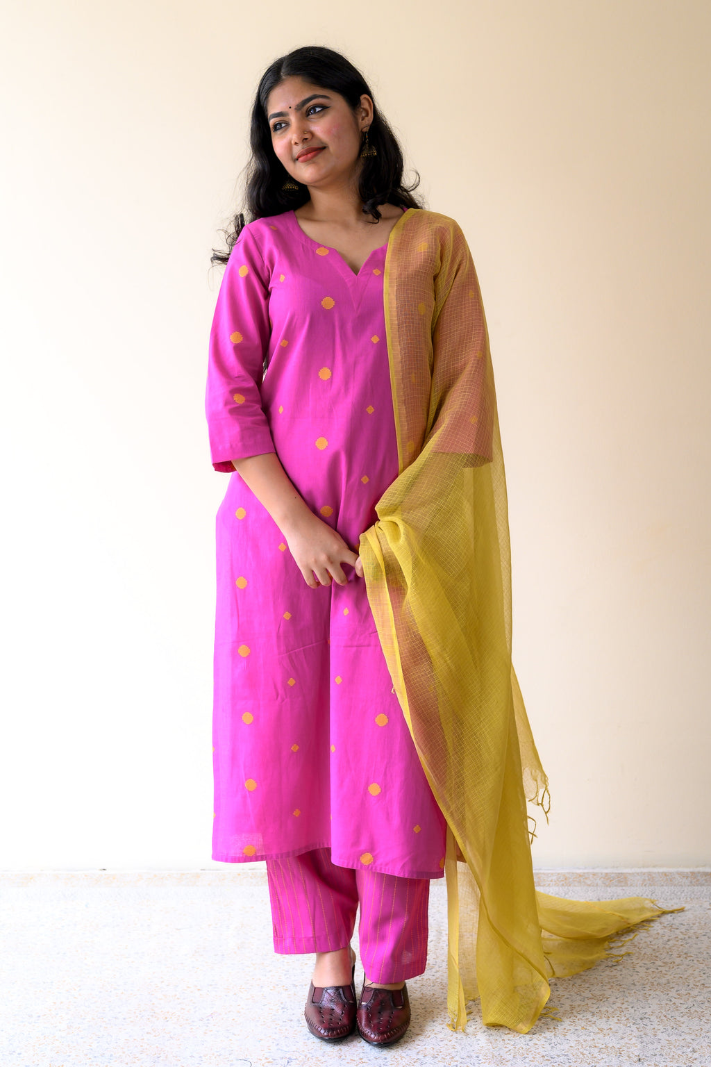 Set of 2- Inara Pink South Cotton Kurta & Pants Set