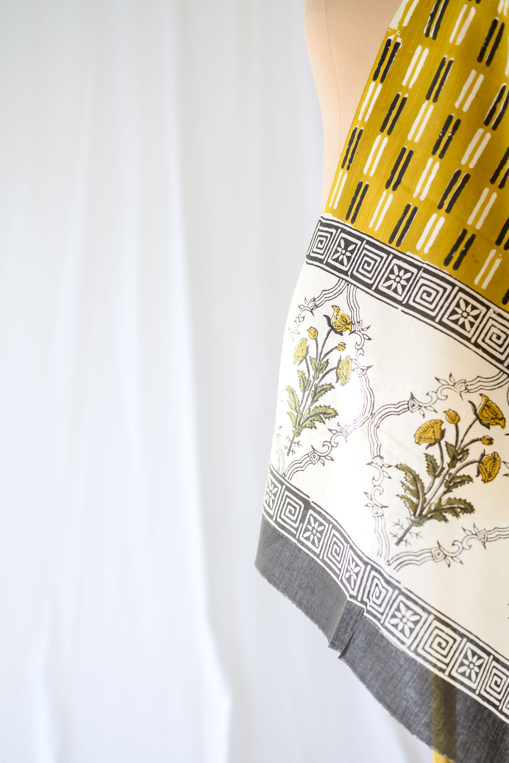 Framed Blossoms Bagru Cotton Dupatta