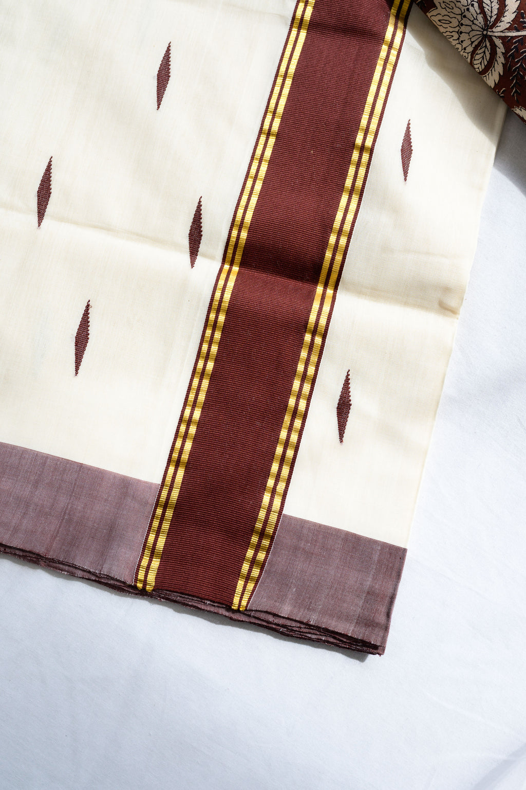 Coffee Brown Kara Balaramapuram Handloom Saree with Bagru Blouse