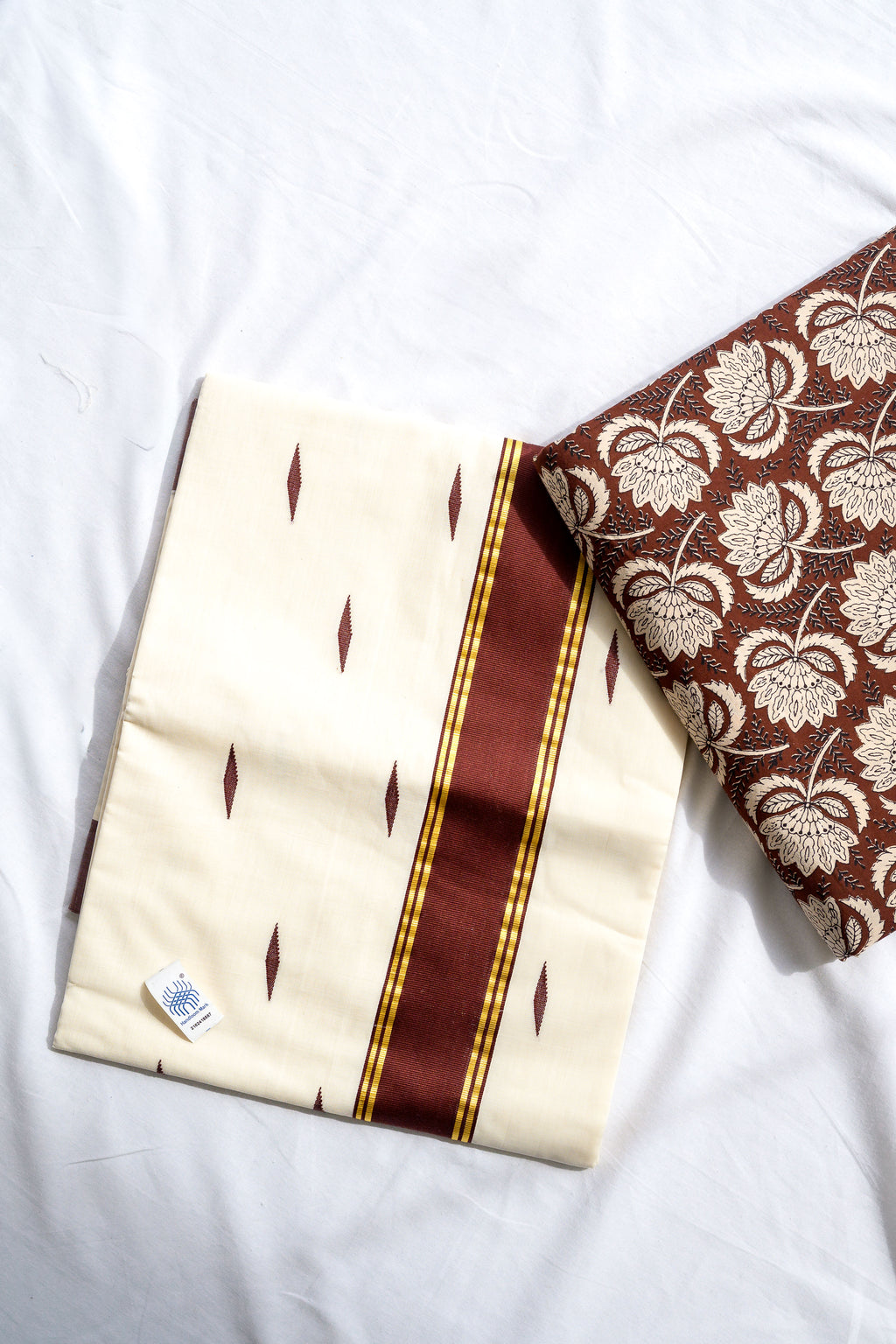 Coffee Brown Kara Balaramapuram Handloom Saree with Bagru Blouse