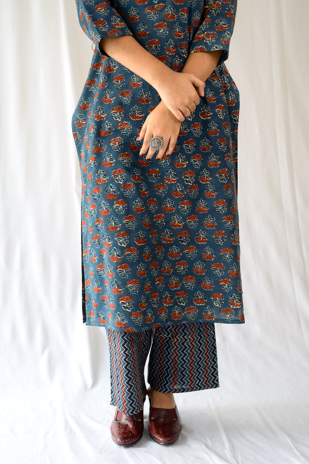 Nargis Indigo Ajrakh Kurta