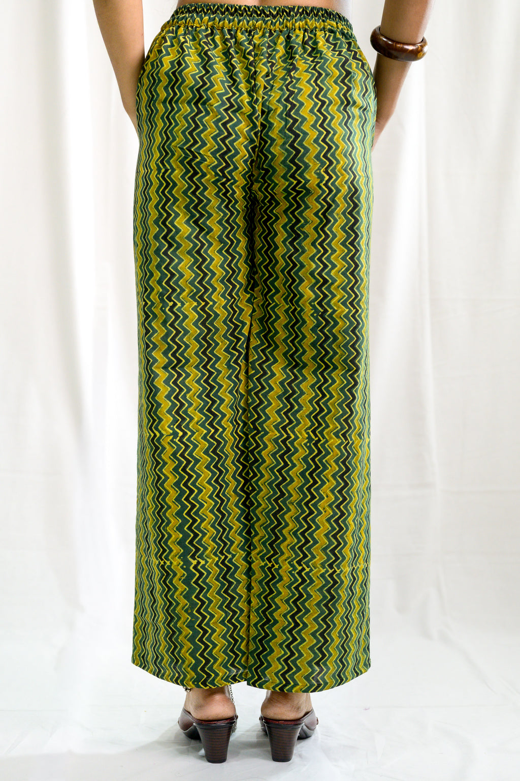 Green Zig Zag Ajrakh Cotton Parallel Pants
