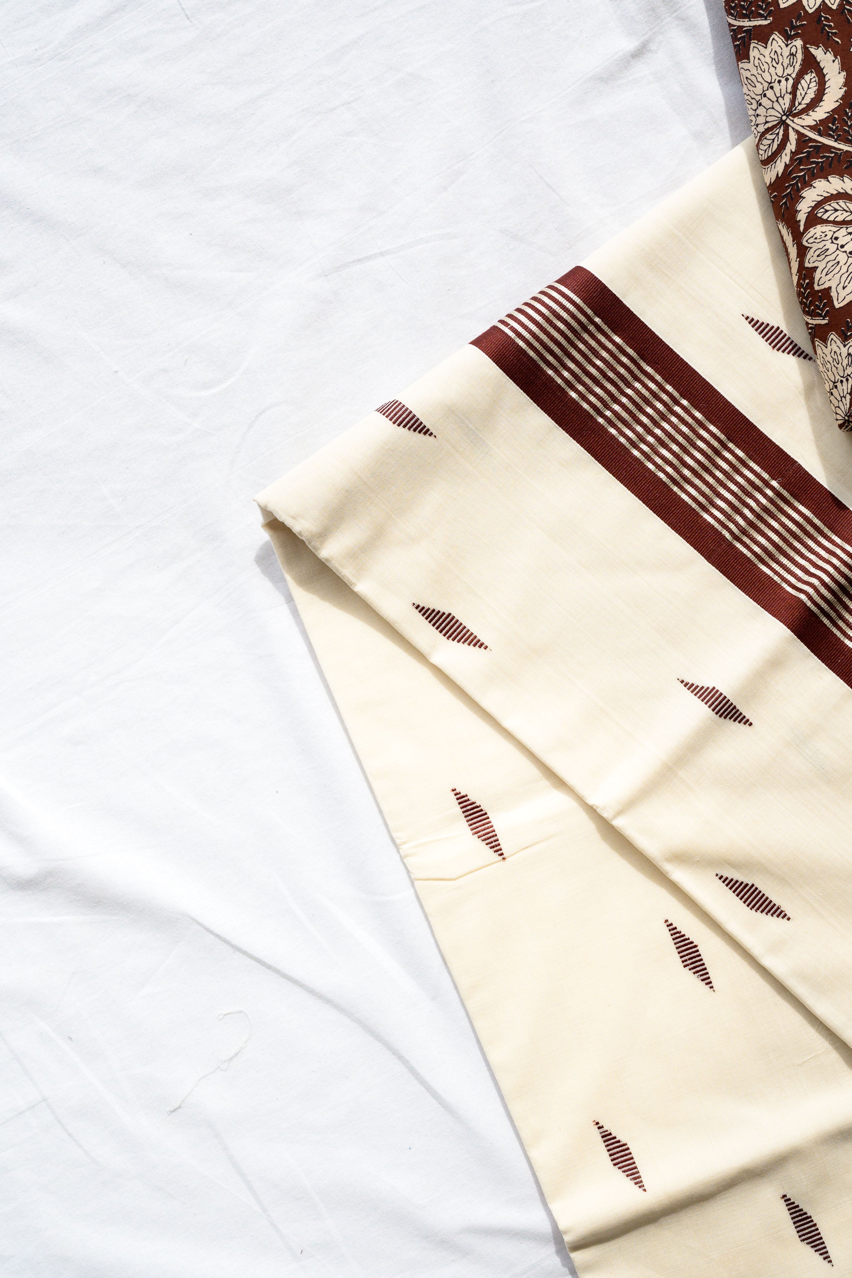 Coffee Brown & Silver Kara Balaramapuram Handloom Saree with Bagru Blouse