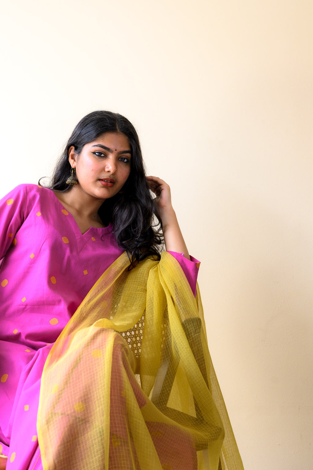 Set of 2- Inara Pink South Cotton Kurta & Pants Set