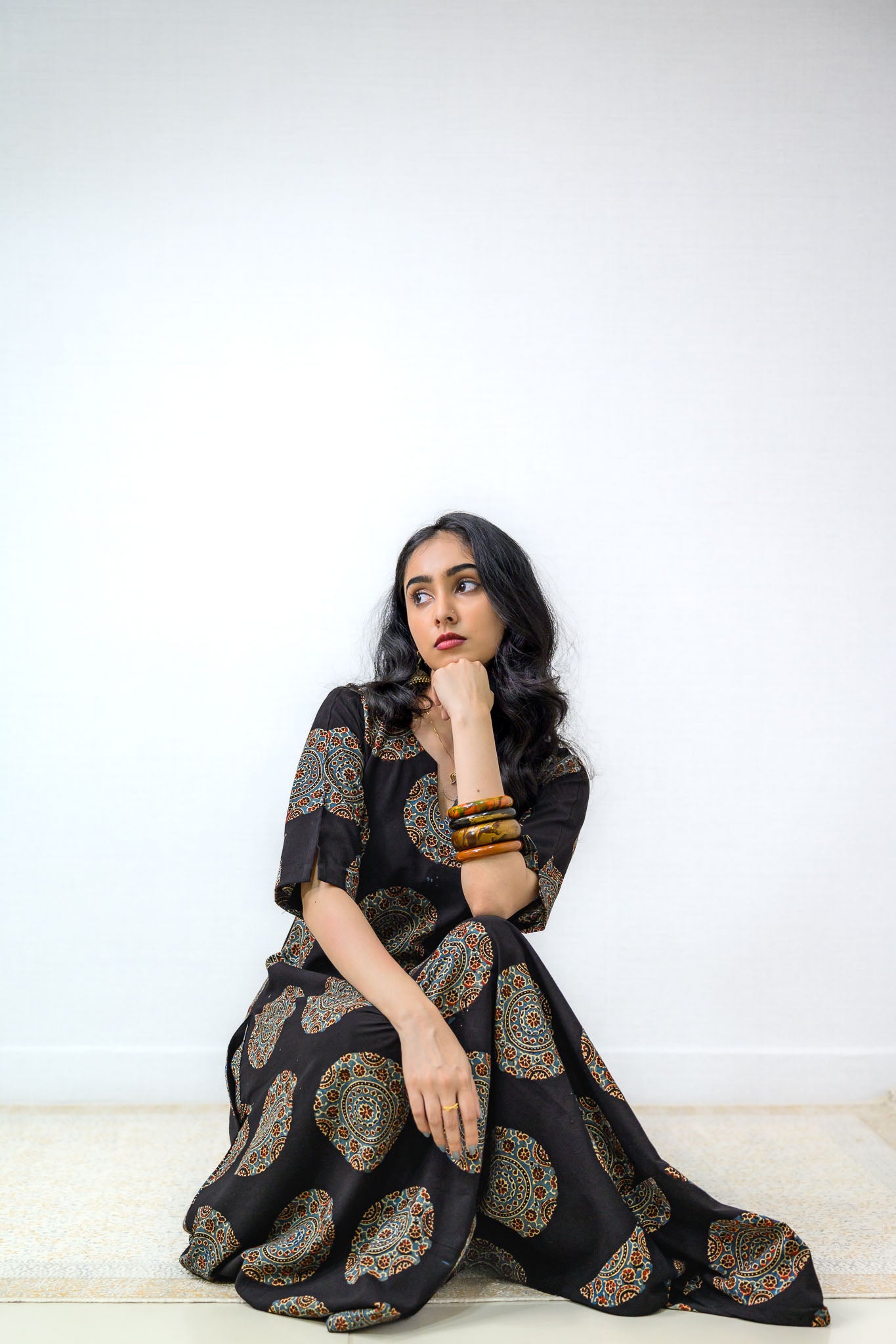 Mandala Noir Ajrakh Cotton Dress