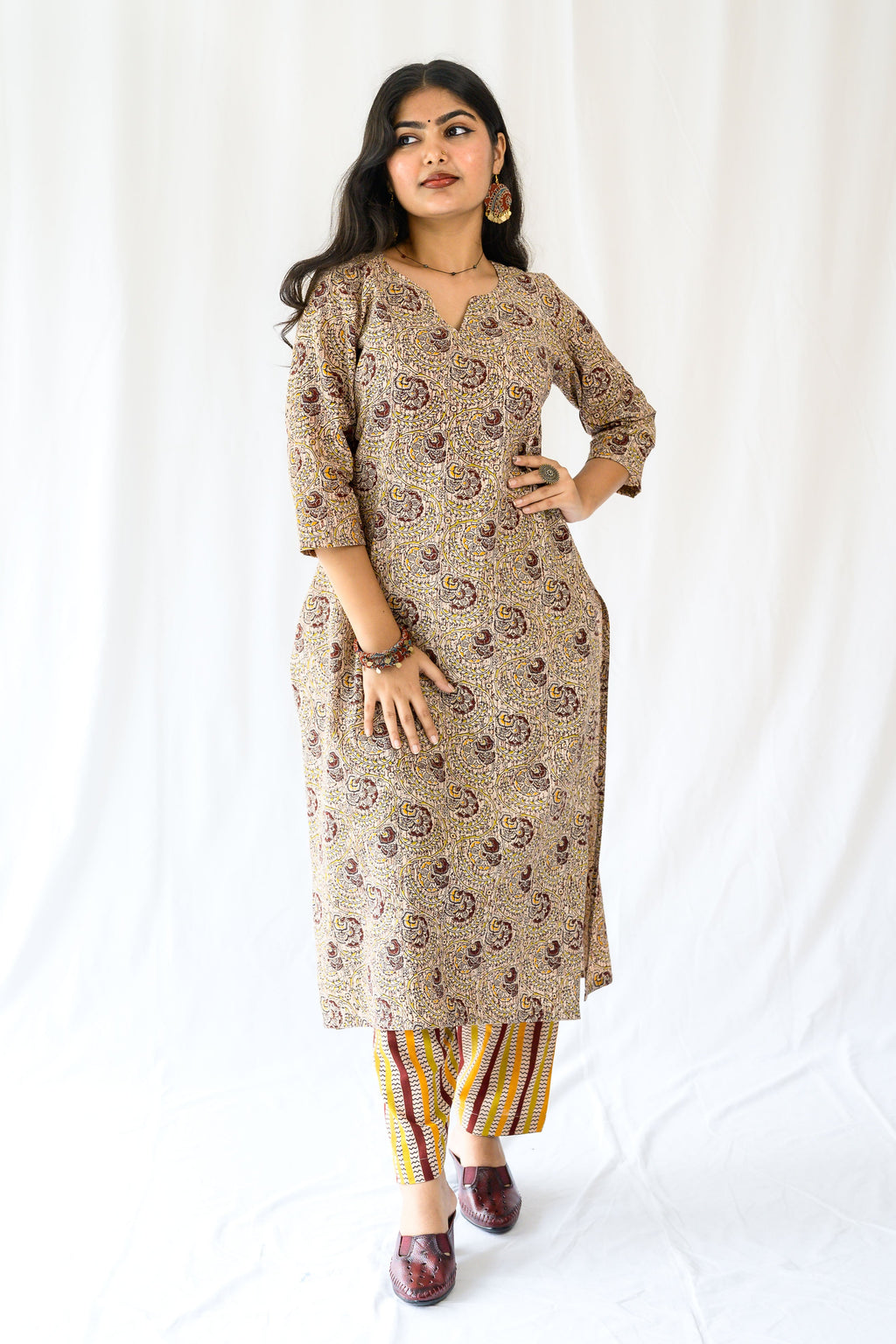 Set of 2- Champaka Kalamkari Kurta & Pants Set