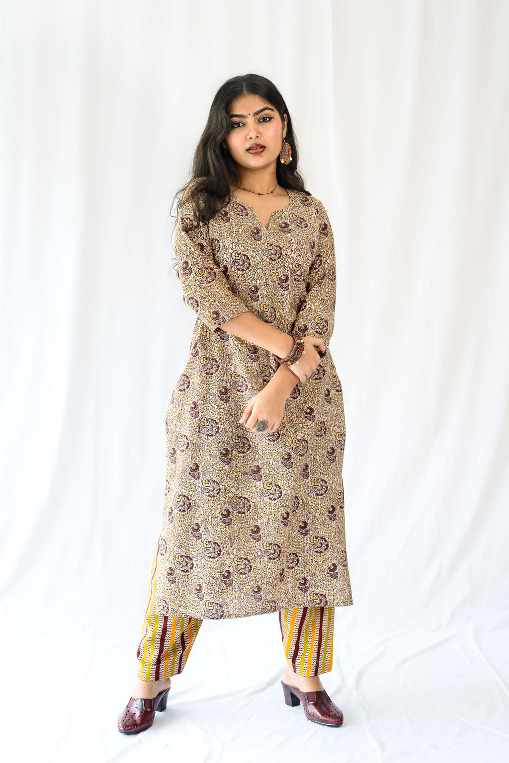 Set of 2- Champaka Kalamkari Kurta & Pants Set