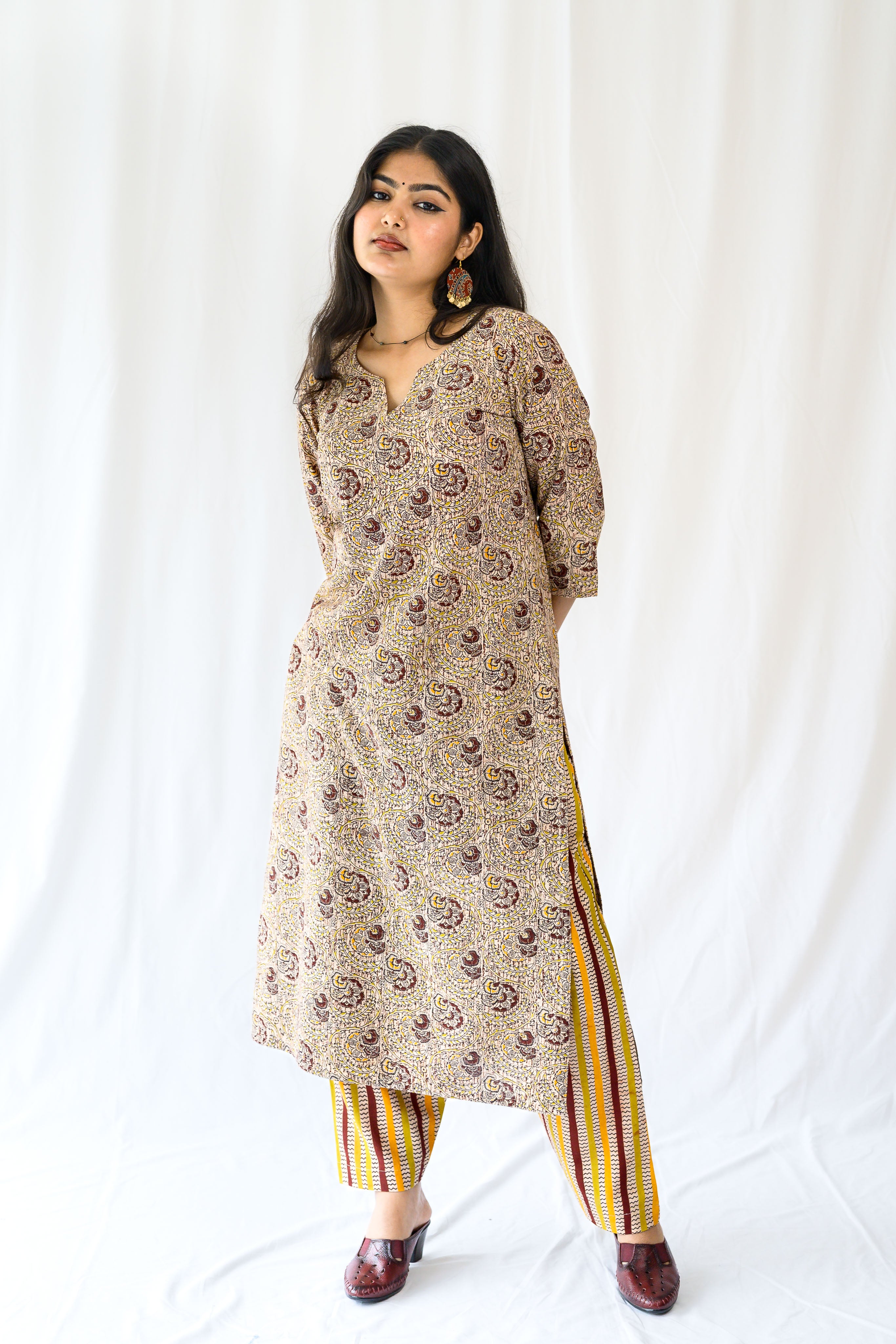 Set of 2- Champaka Kalamkari Kurta & Pants Set