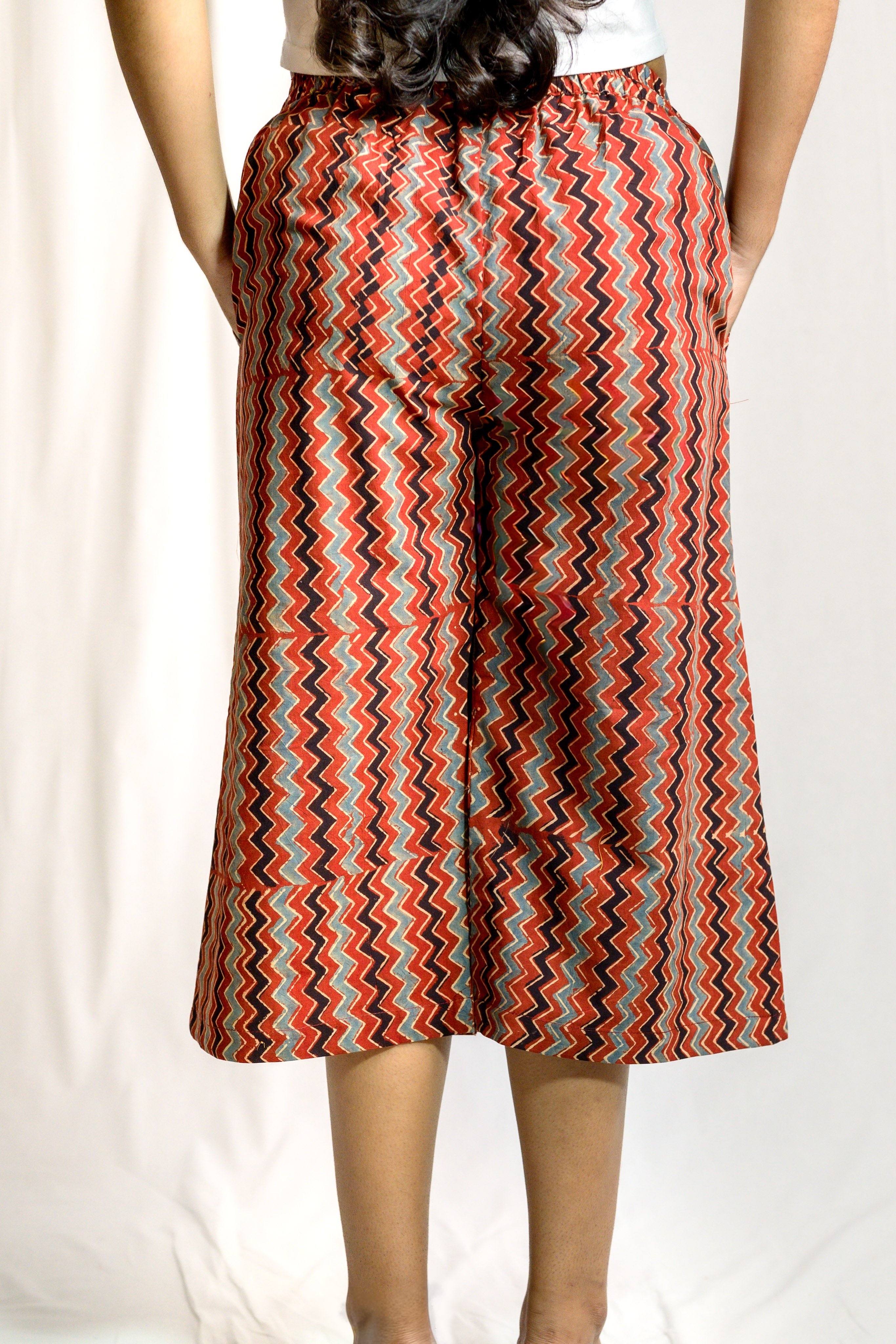 Madder Red Zig Zag Ajrakh Short Palazzo