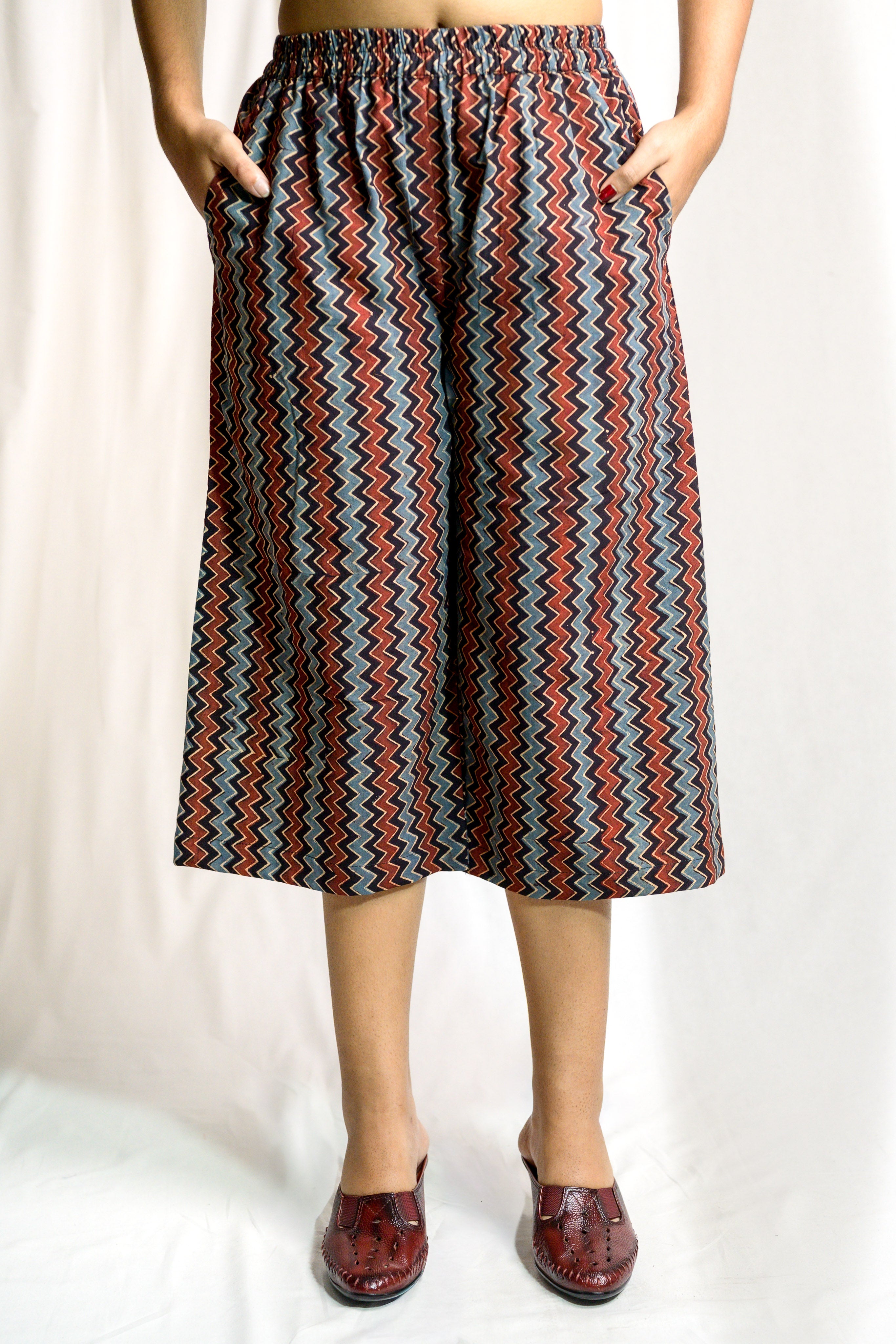 Black Zig Zag Ajrakh Short Palazzo