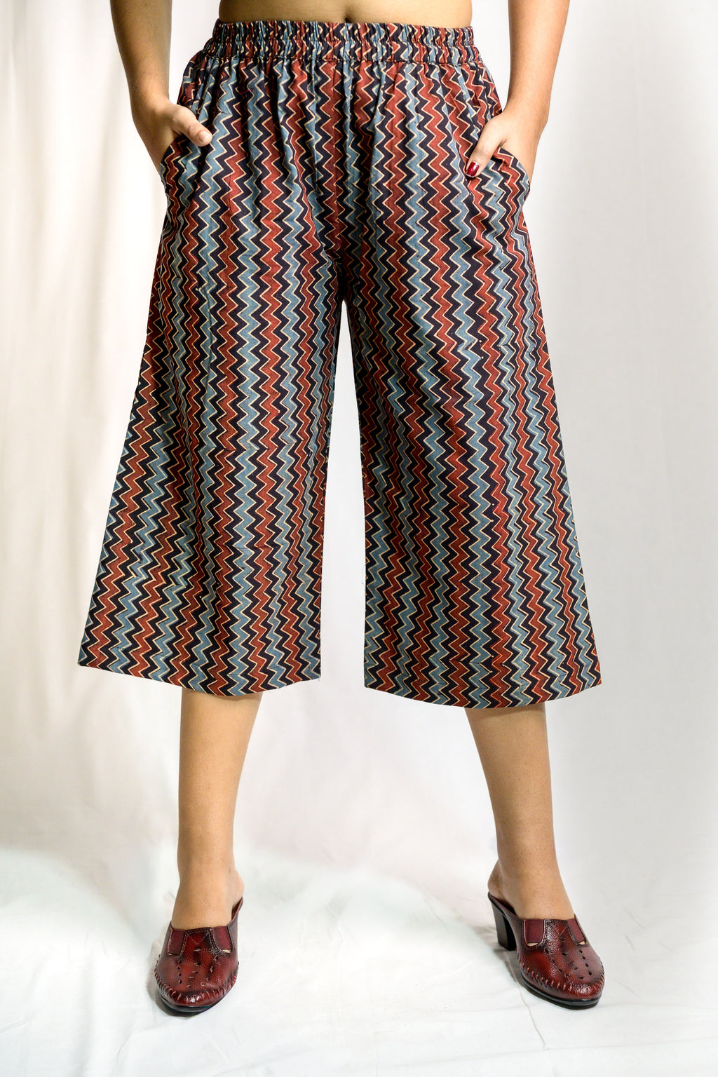 Black Zig Zag Ajrakh Short Palazzo
