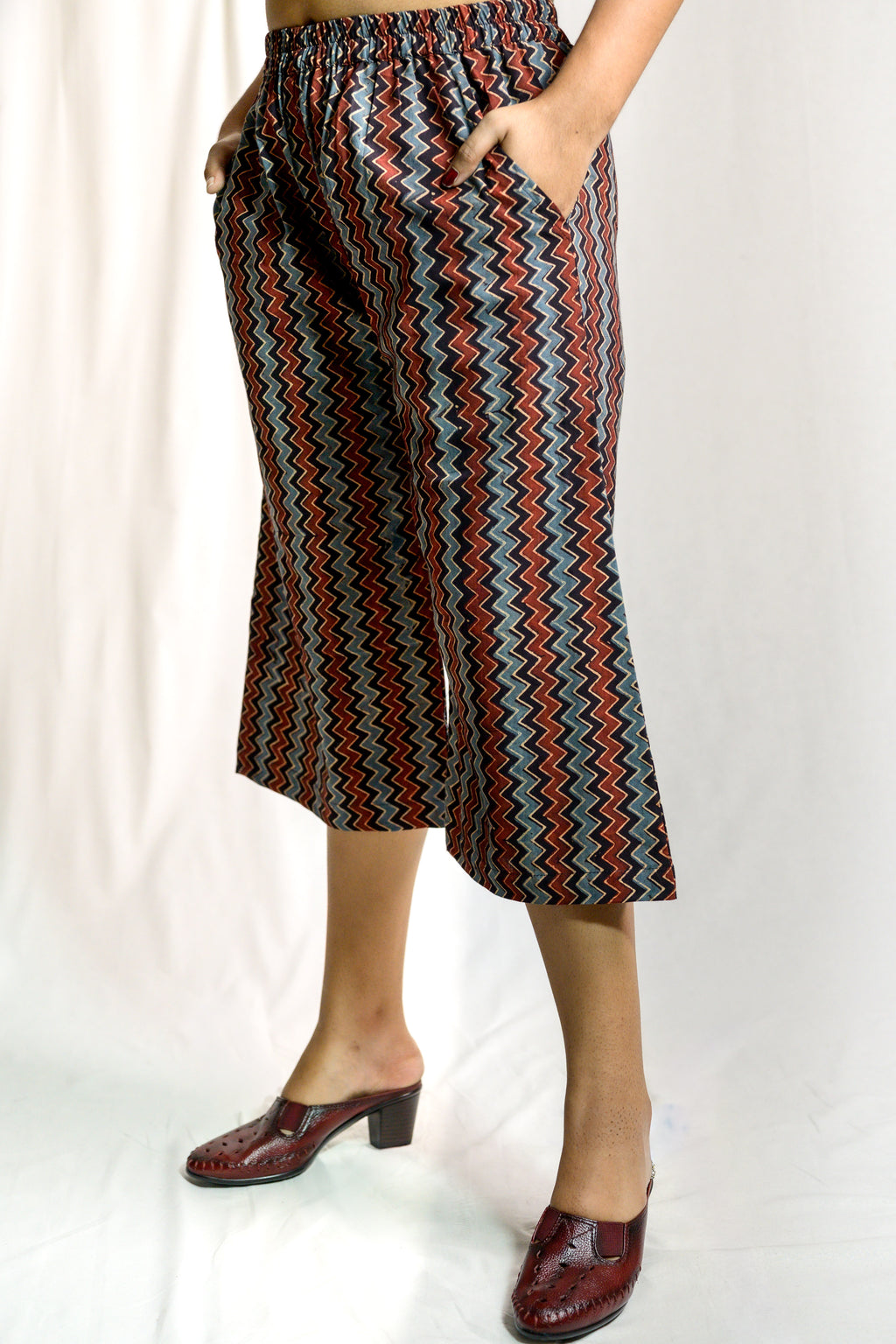 Black Zig Zag Ajrakh Short Palazzo