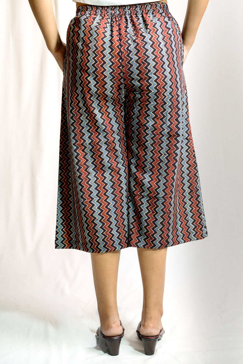 Black Zig Zag Ajrakh Short Palazzo