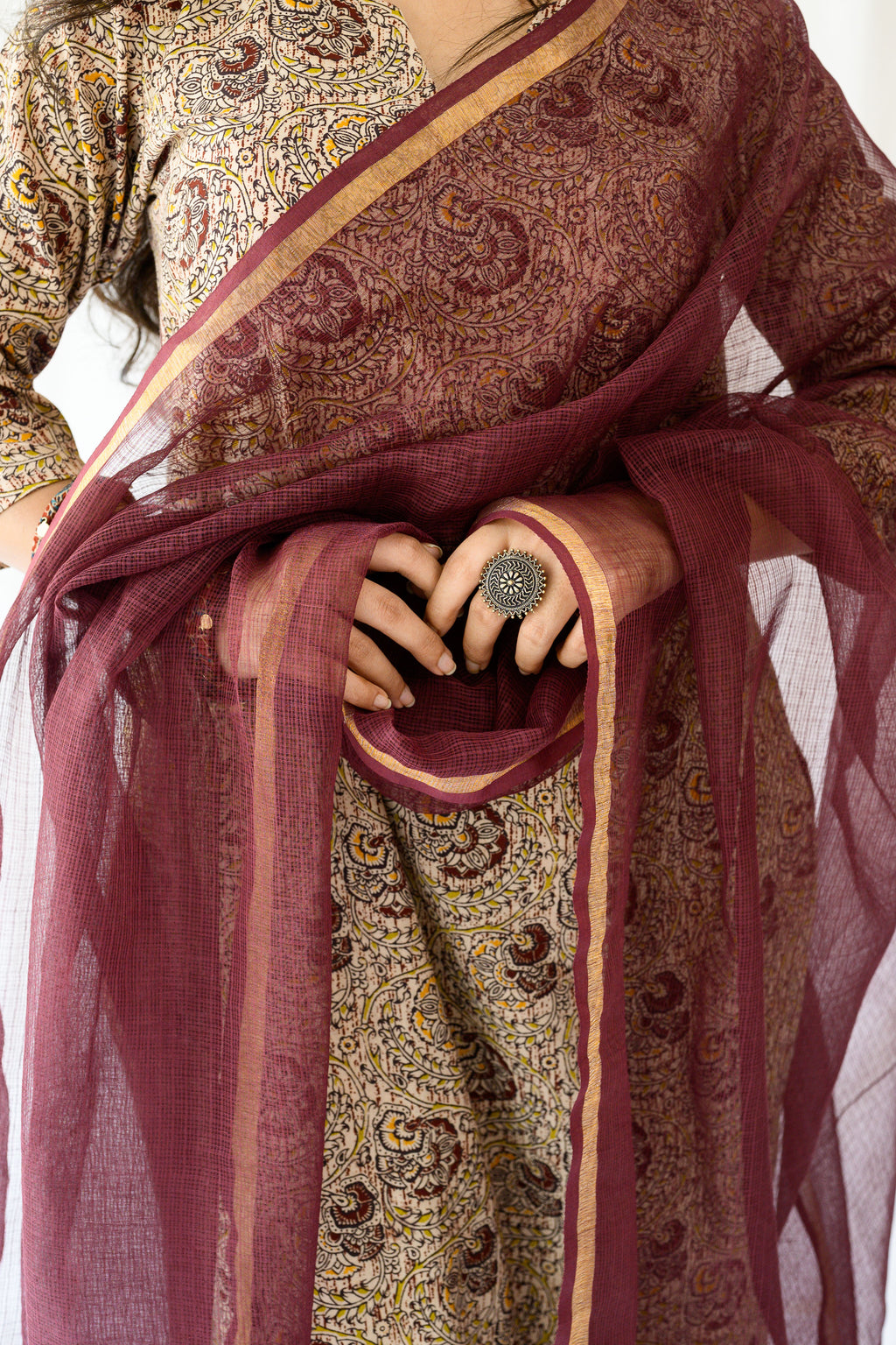 Set of 2- Champaka Kalamkari Kurta & Pants Set