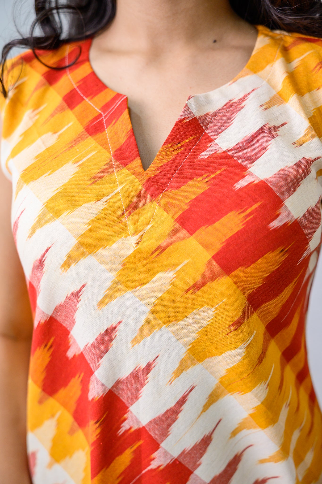 Saffron & Snow Ikkat Sleeveless Dress