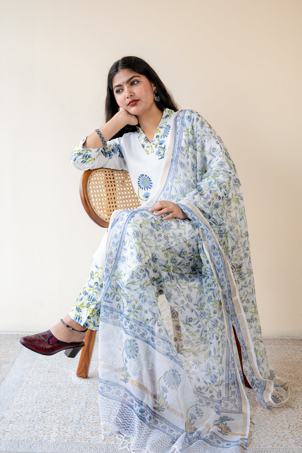 Set of 2- Sanganeri Blossoms Kurta & Pants