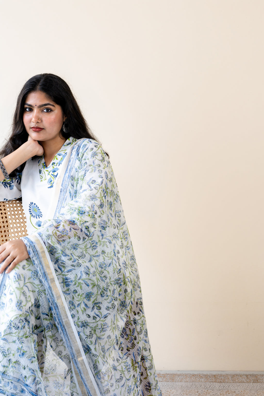 Set of 2- Sanganeri Blossoms Kurta & Pants