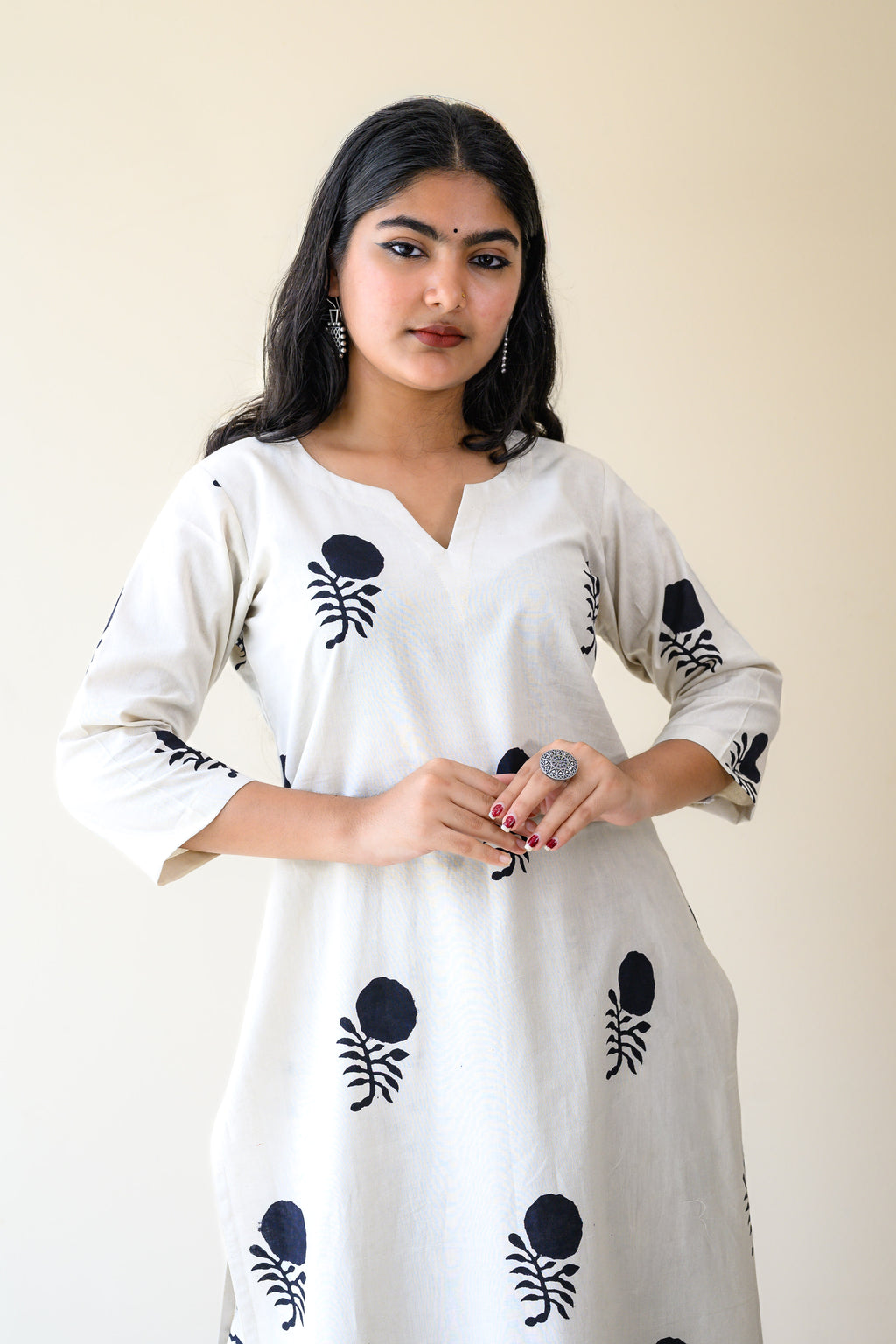 Set of 2- Raaheli Handblock Cotton Kurta & Pants Set