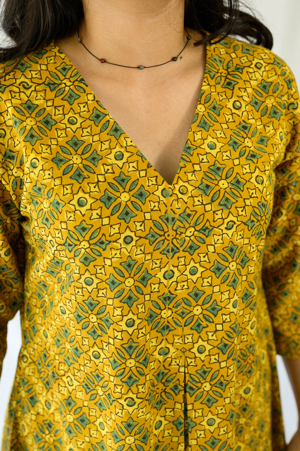 Zareen Turmeric Ajrakh Dress