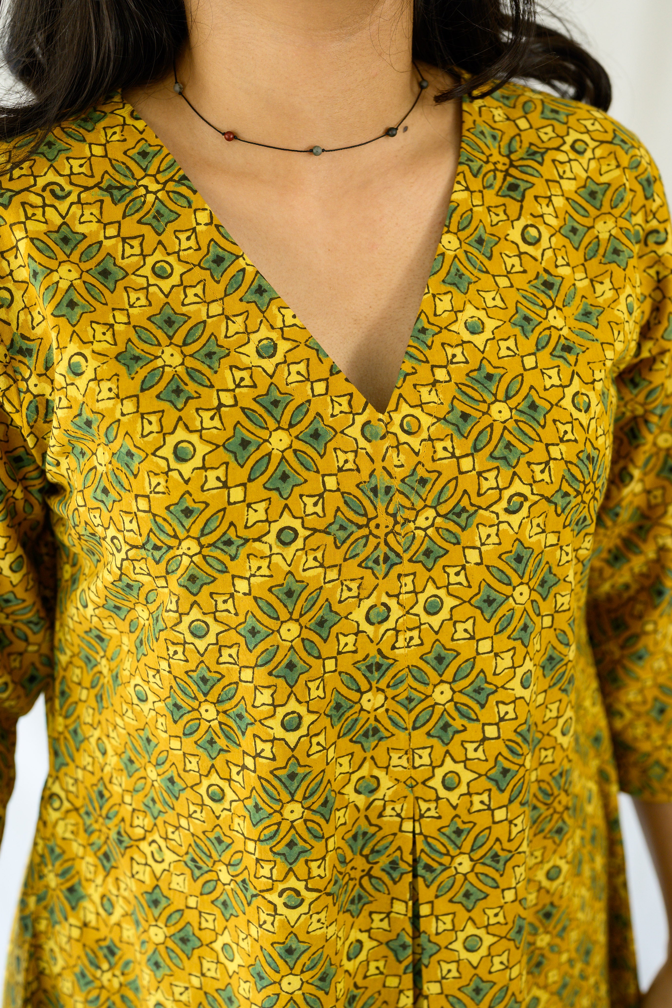 Zareen Turmeric Ajrakh Dress