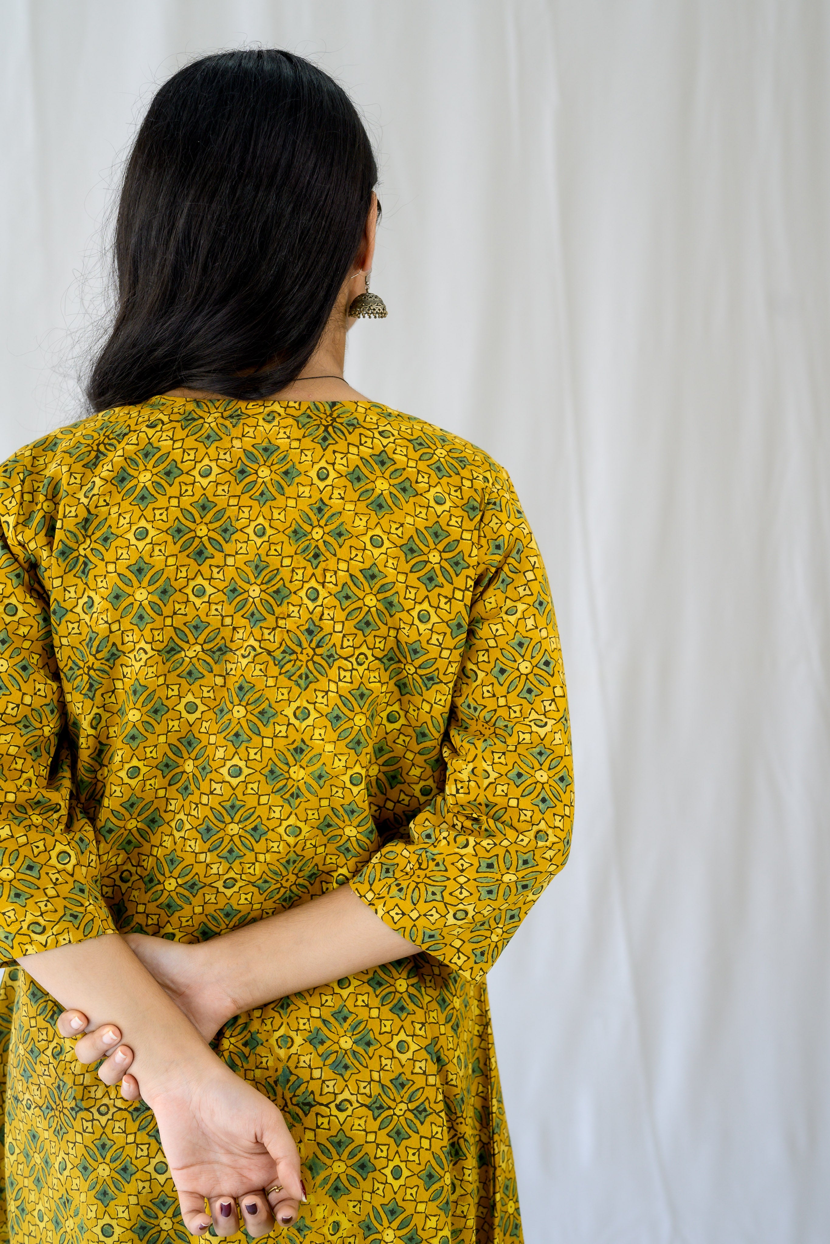 Zareen Turmeric Ajrakh Dress