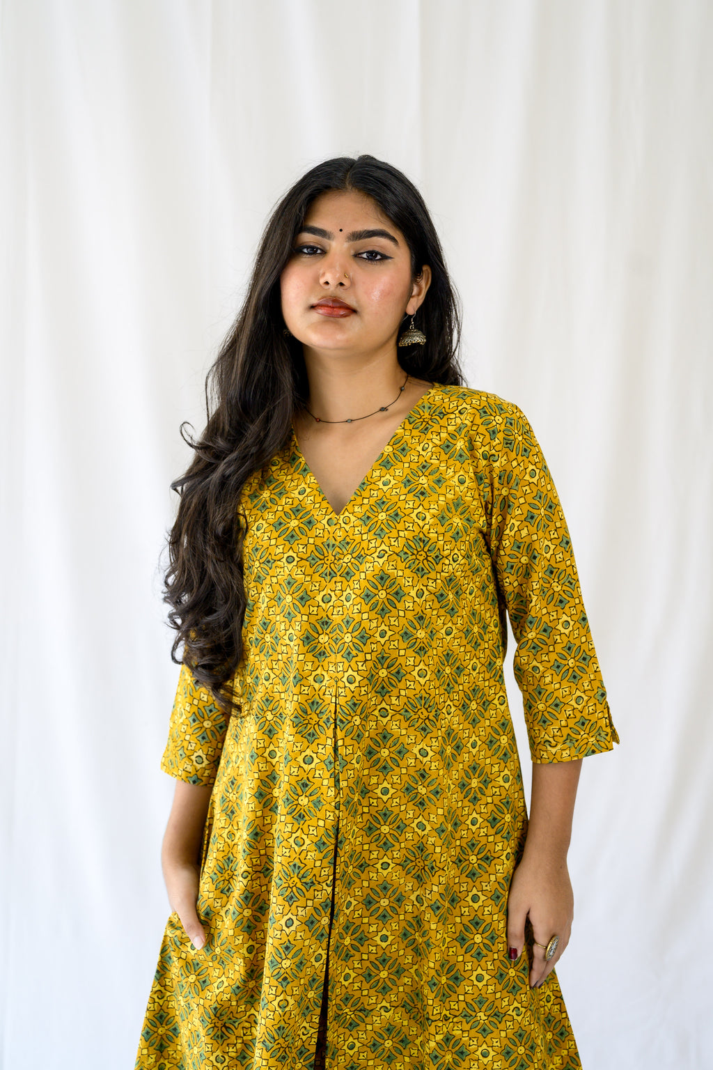 Zareen Turmeric Ajrakh Dress