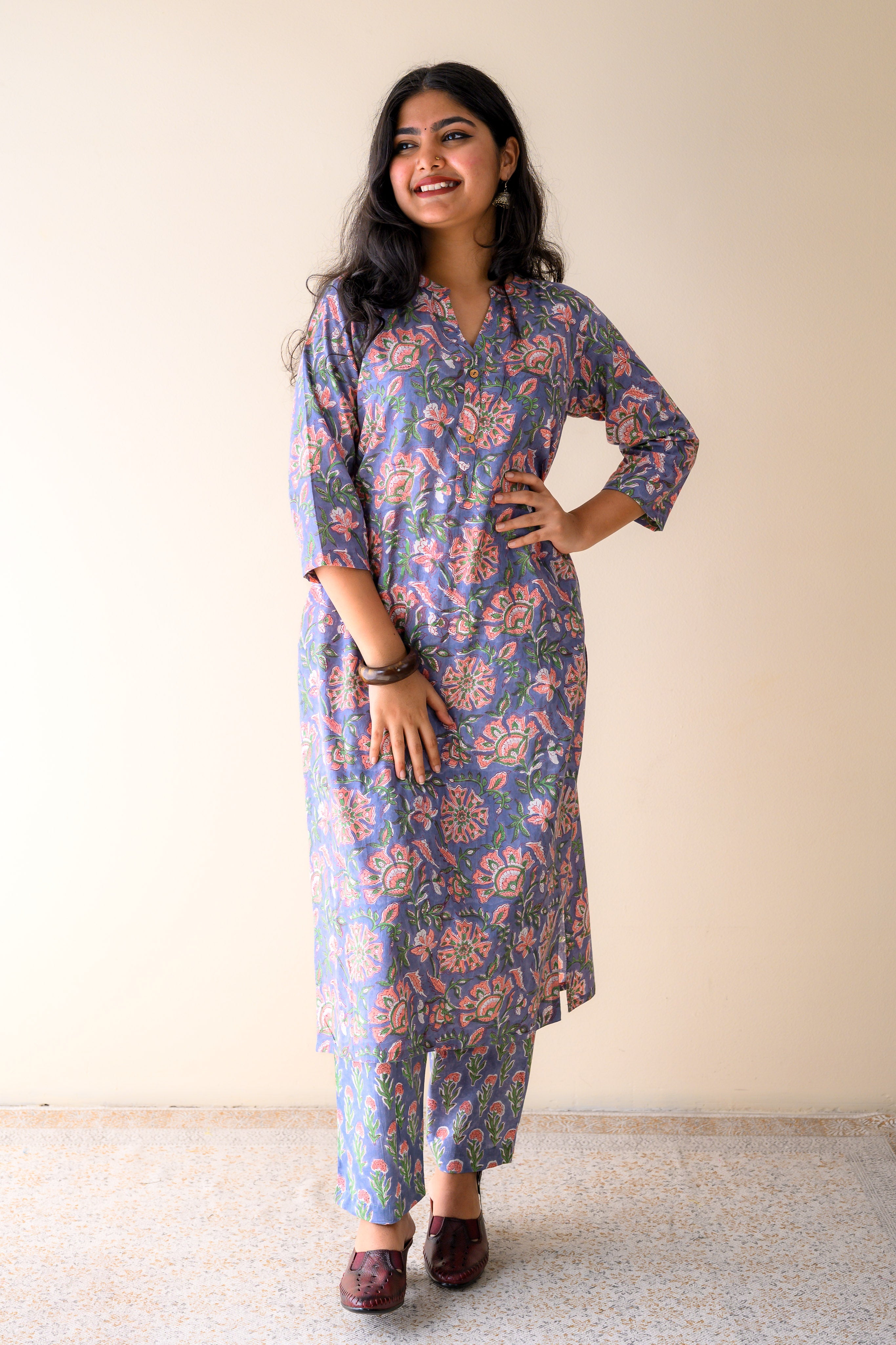 Set of 2- Saba Sanganeri Cotton Kurta & Pants Set