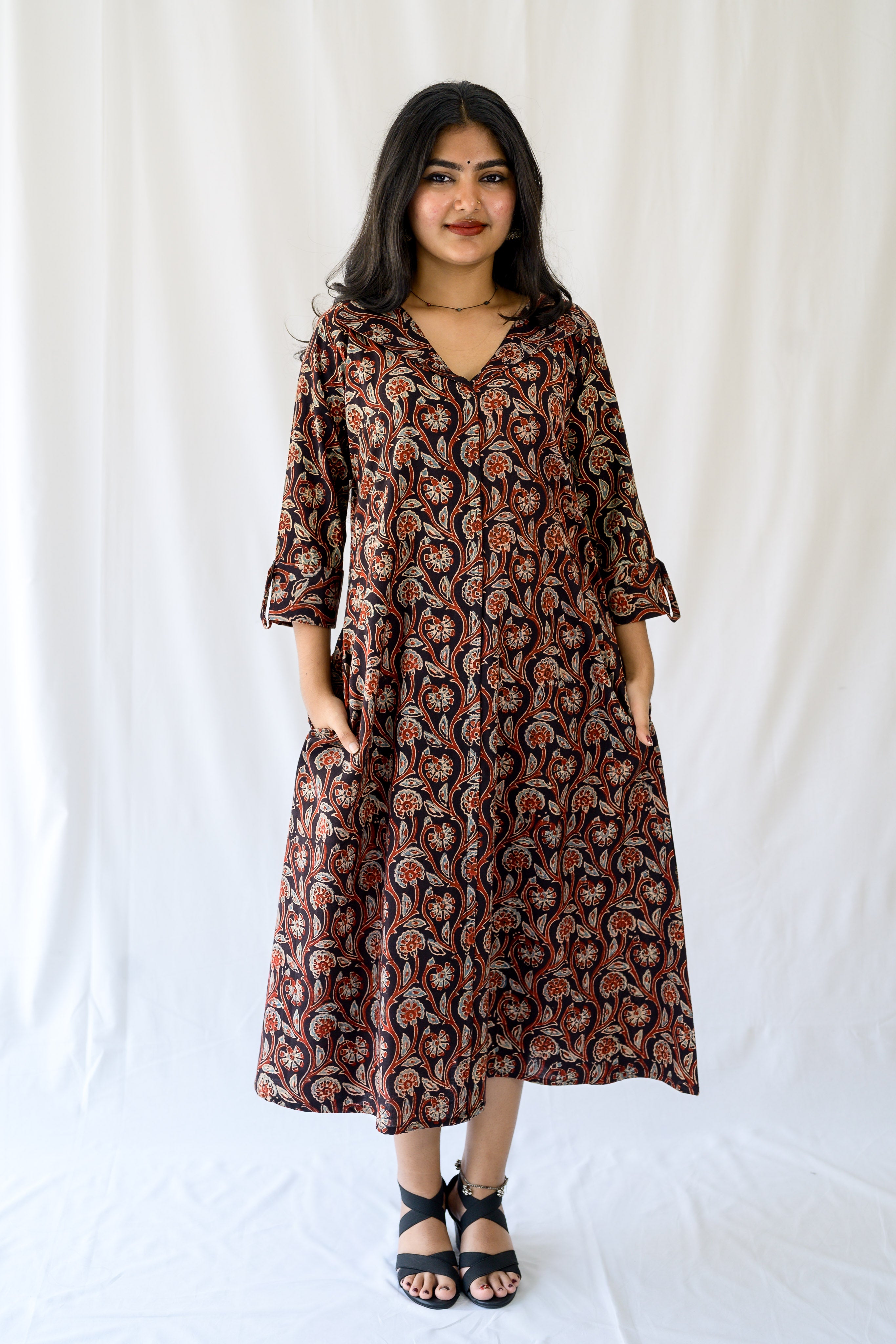 Mehreen Black Ajrakh Dress