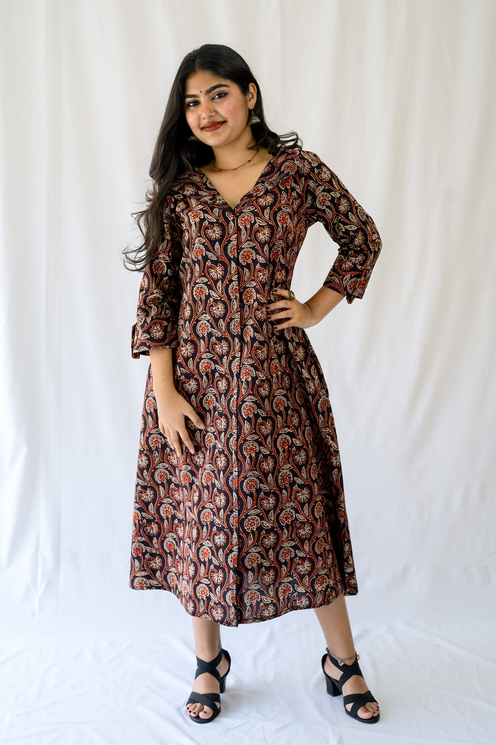 Mehreen Black Ajrakh Dress