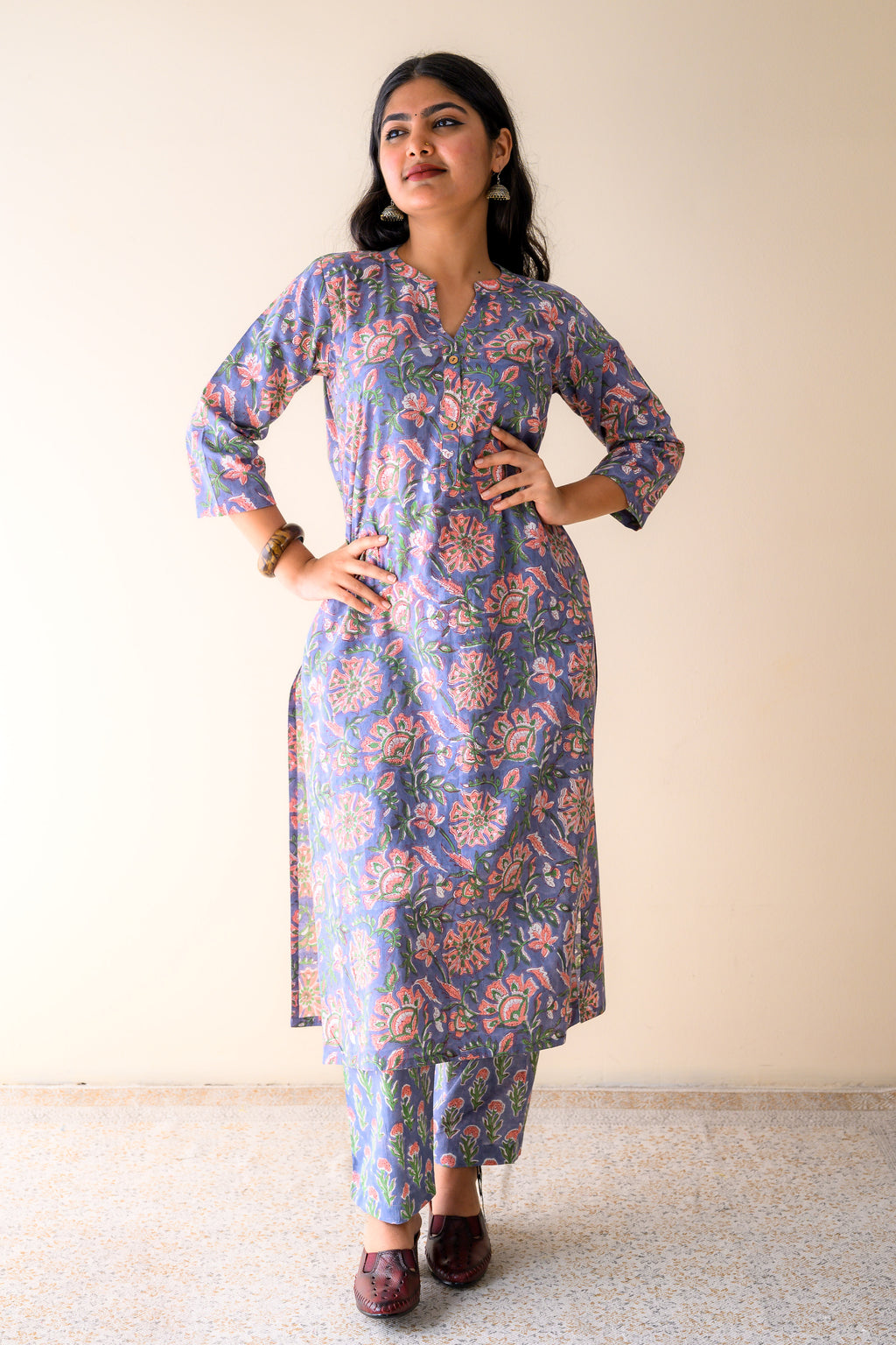 Set of 2- Saba Sanganeri Cotton Kurta & Pants Set