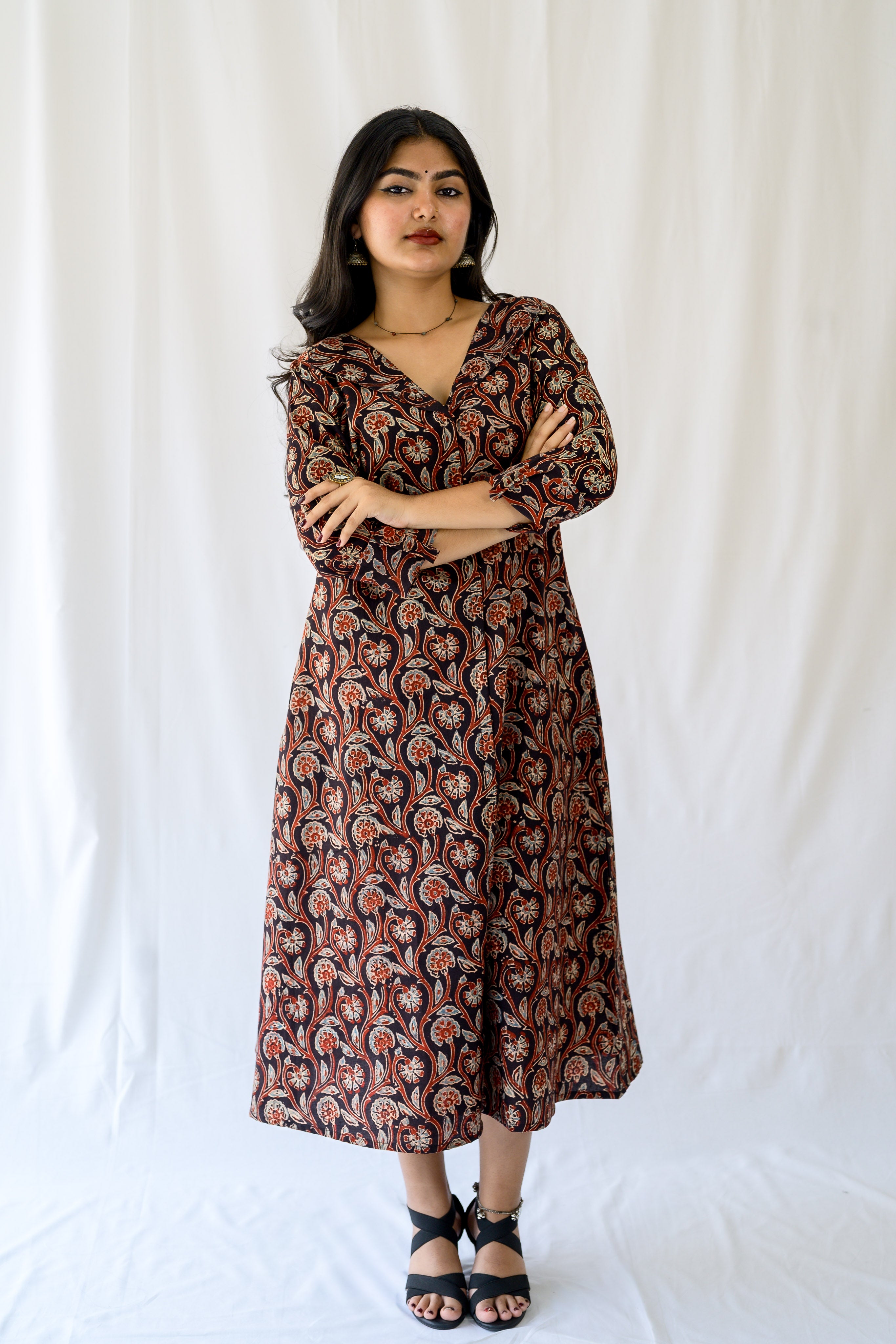 Mehreen Black Ajrakh Dress