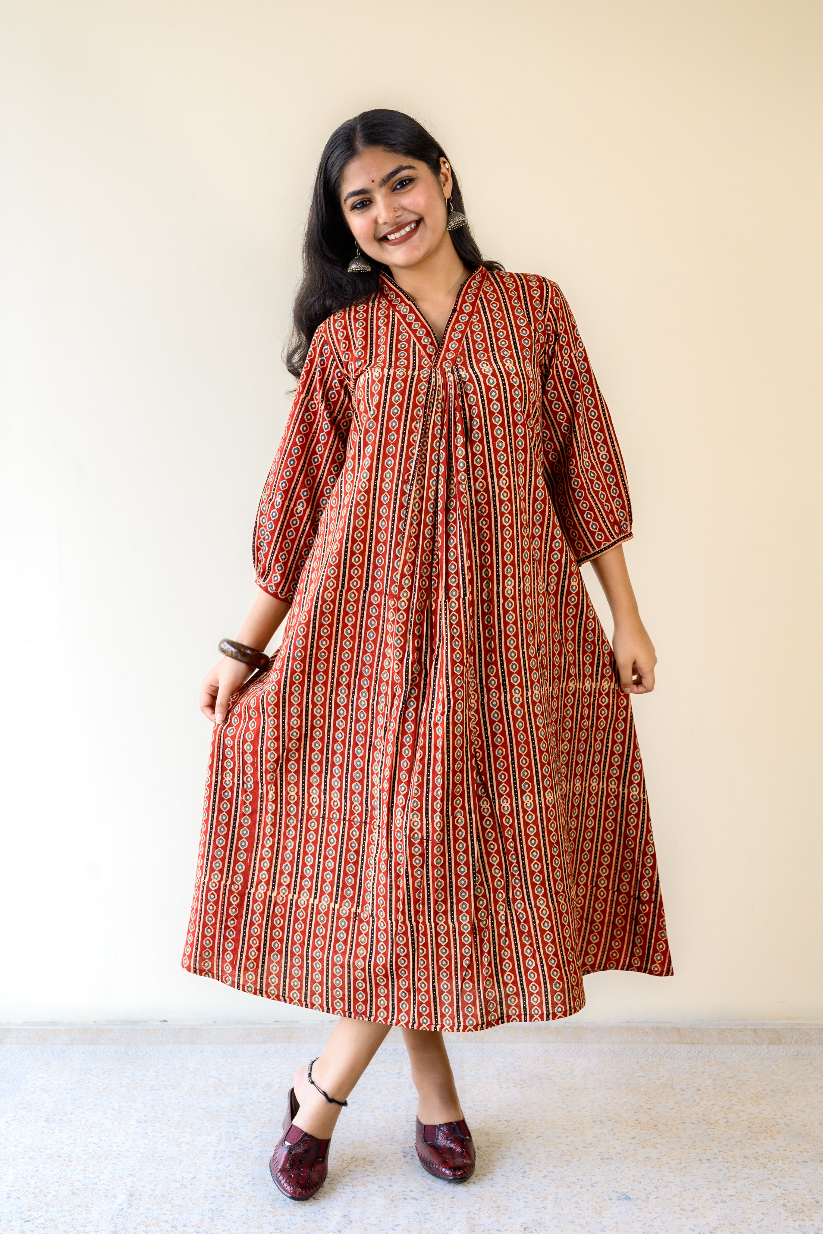 Taraana Ajrakh Stripes Dress