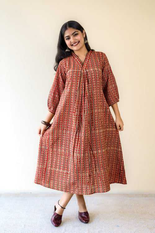 Taraana Ajrakh Stripes Dress