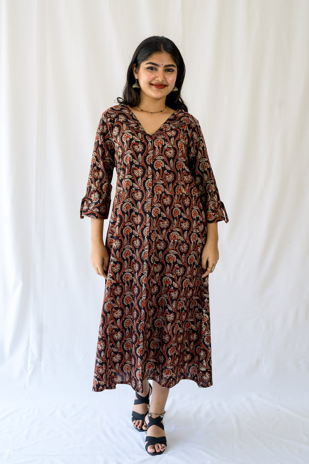 Mehreen Black Ajrakh Dress
