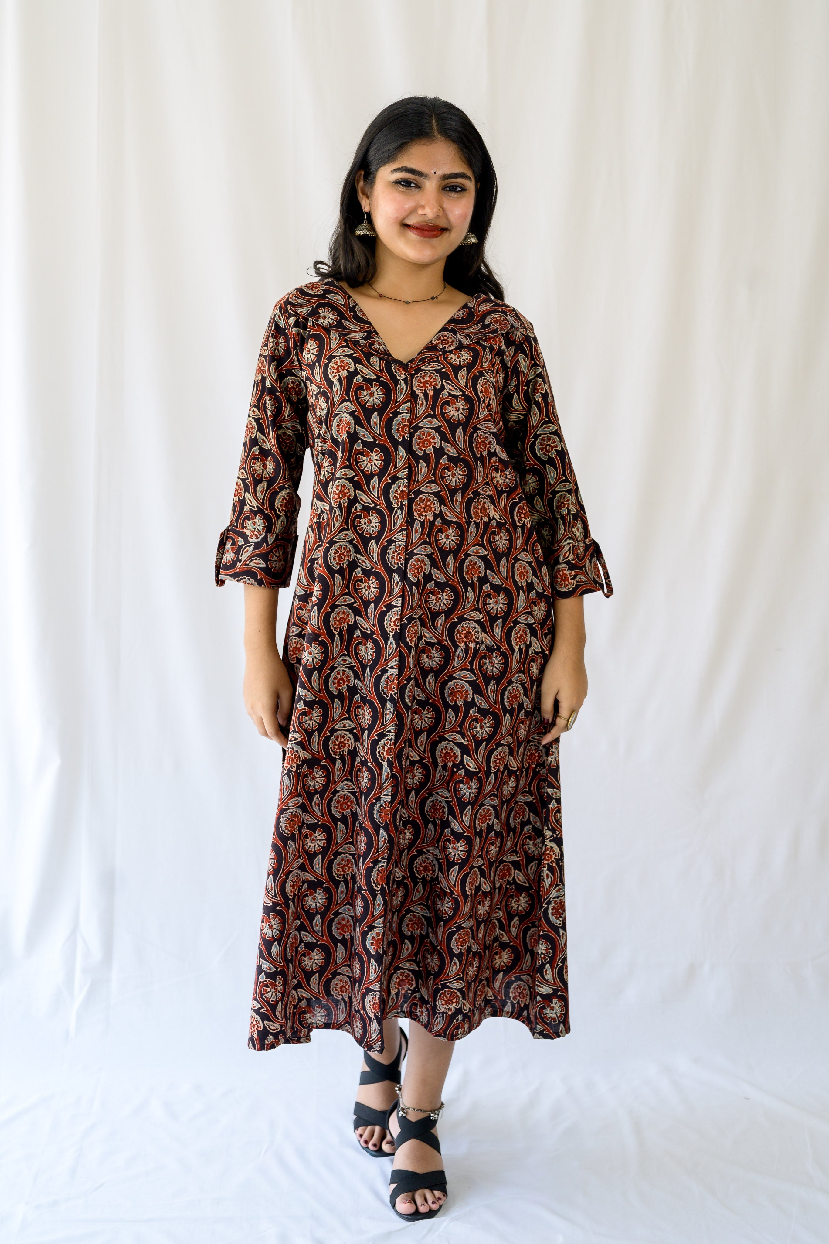 Mehreen Black Ajrakh Dress