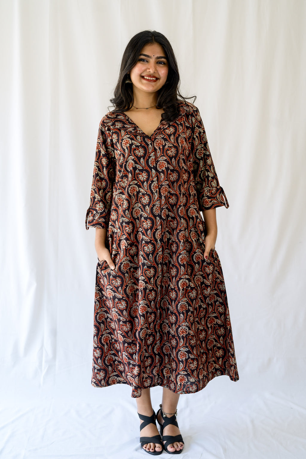Mehreen Black Ajrakh Dress