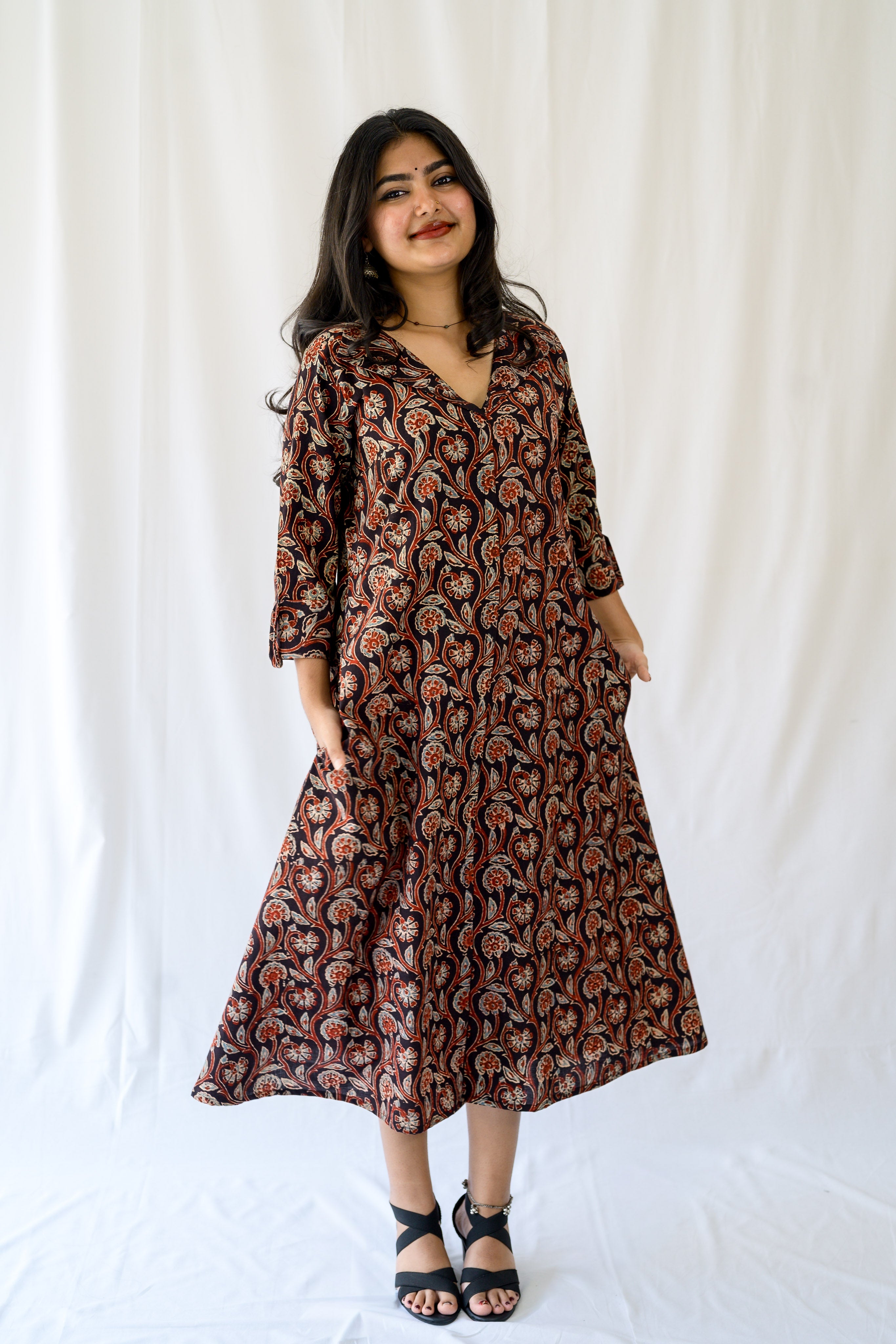 Mehreen Black Ajrakh Dress