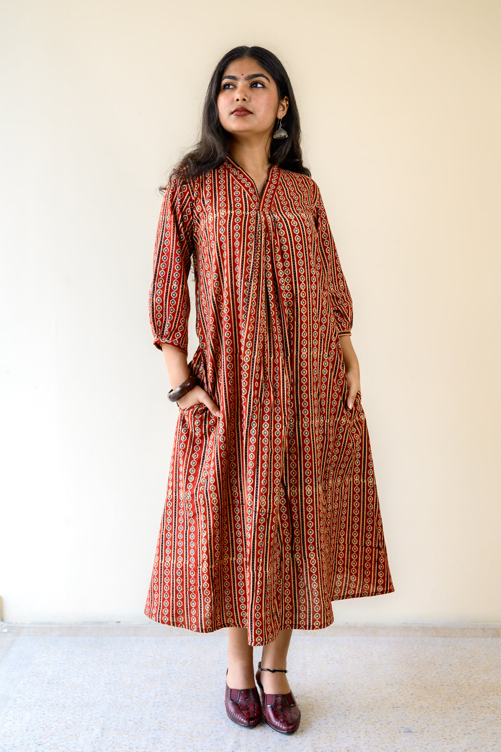 Taraana Ajrakh Stripes Dress