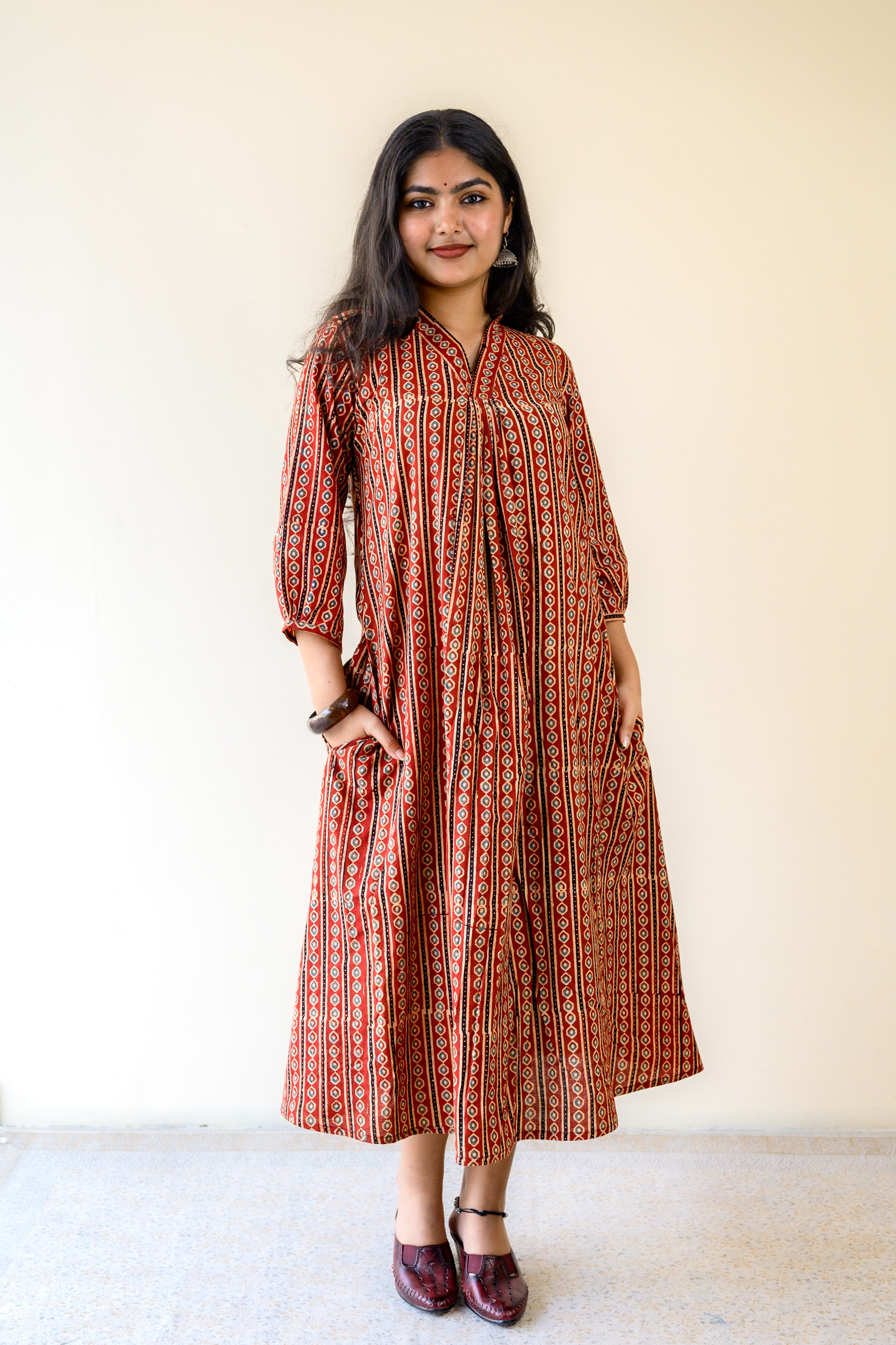 Taraana Ajrakh Stripes Dress