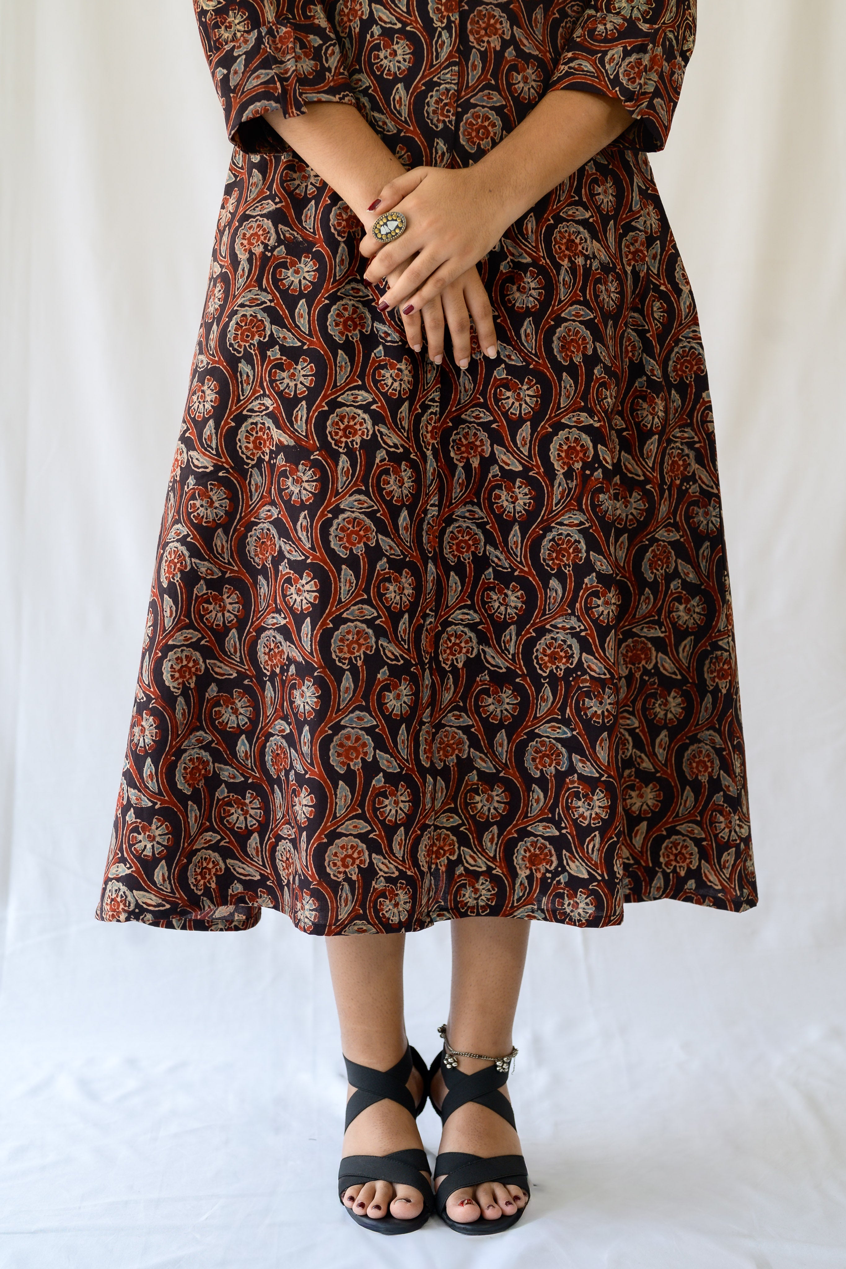 Mehreen Black Ajrakh Dress