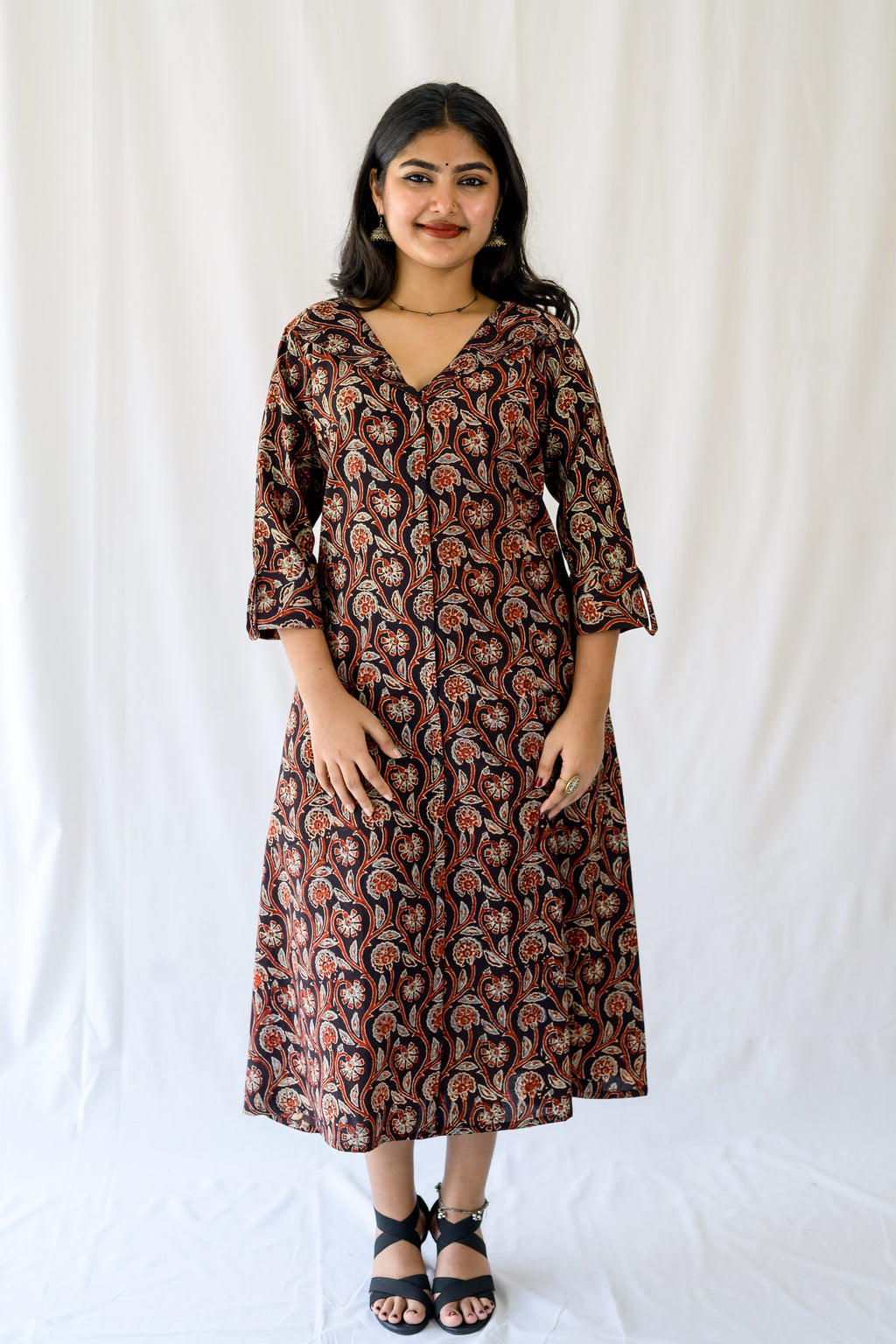 Mehreen Black Ajrakh Dress