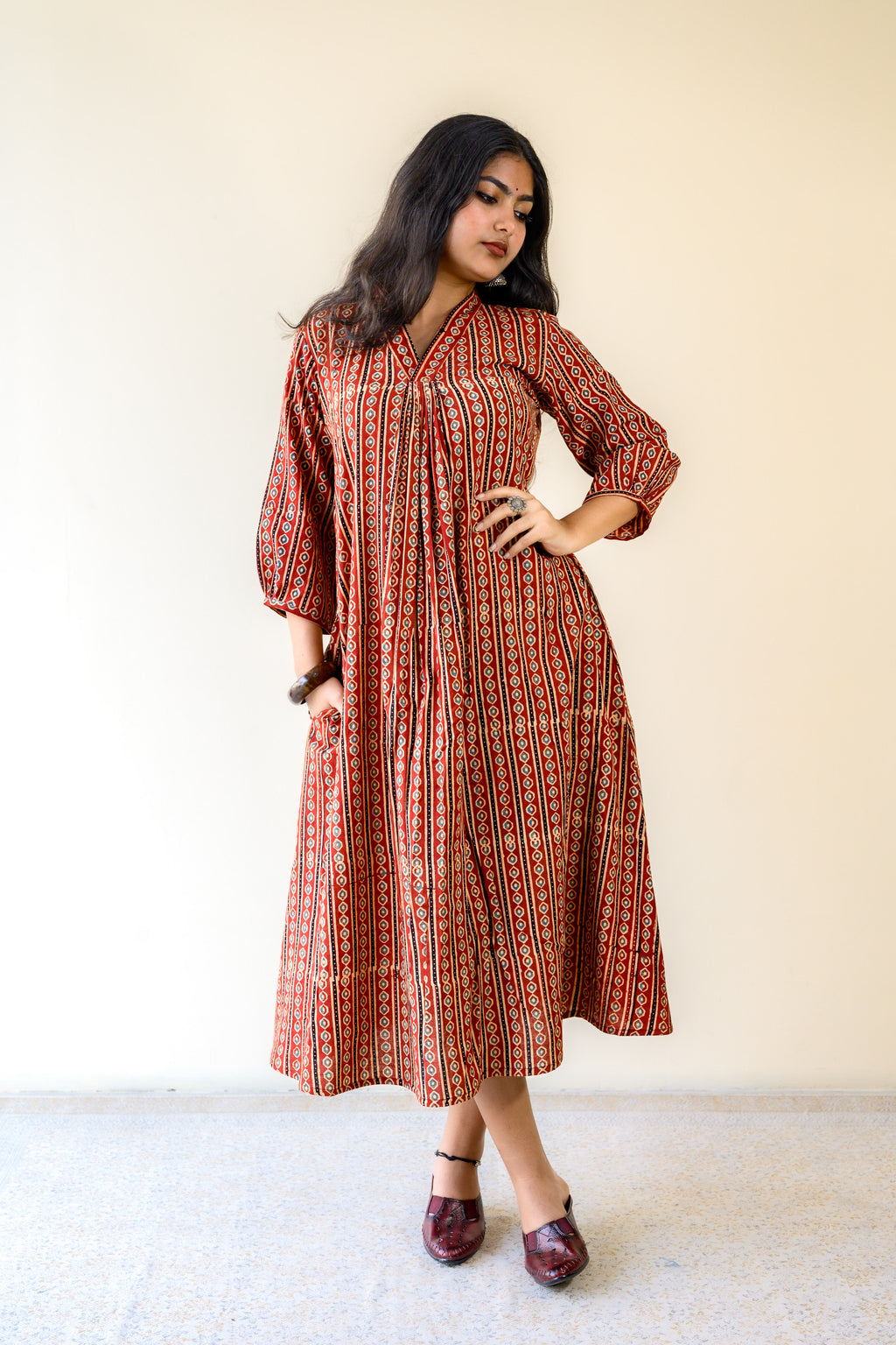 Taraana Ajrakh Stripes Dress