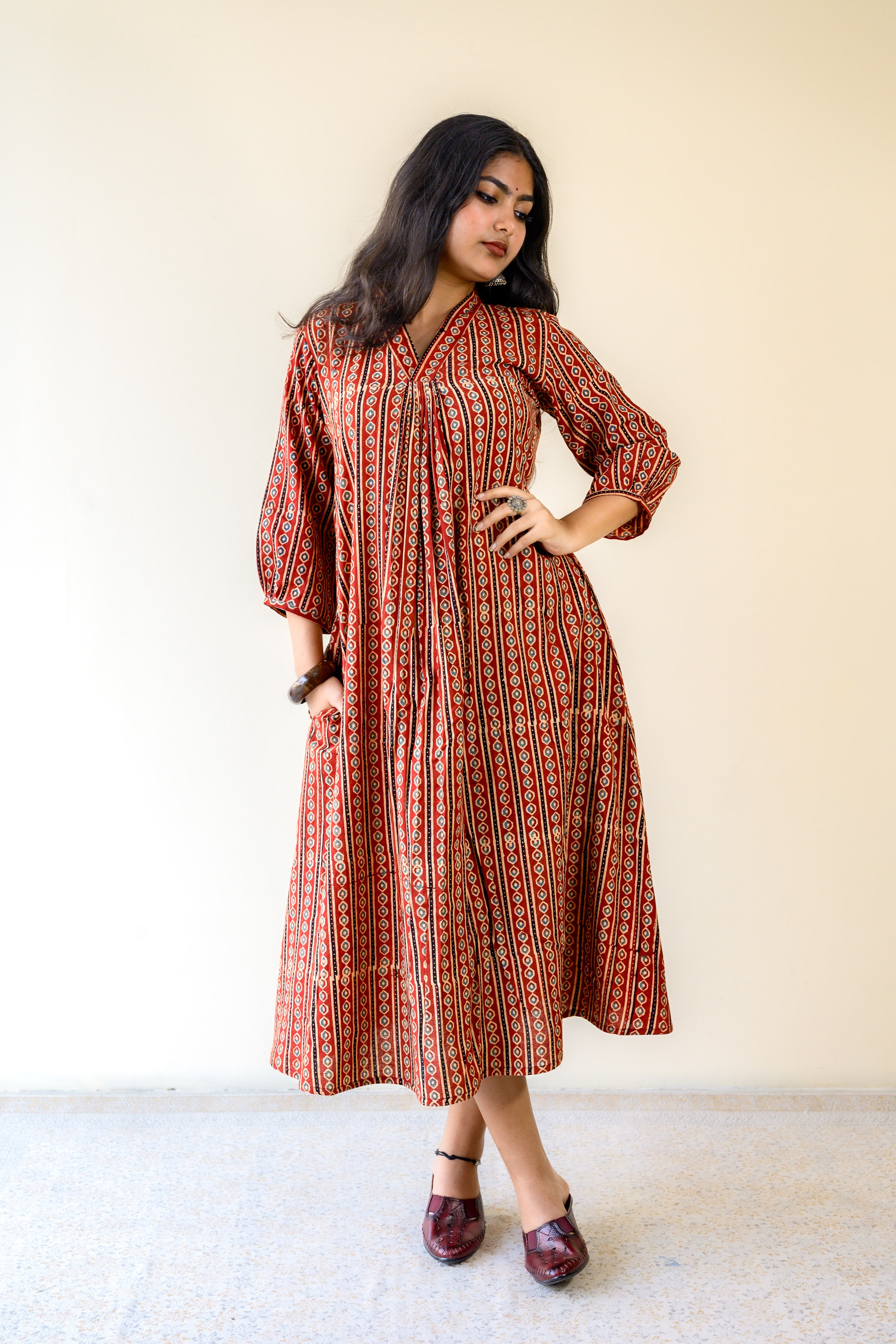 Taraana Ajrakh Stripes Dress