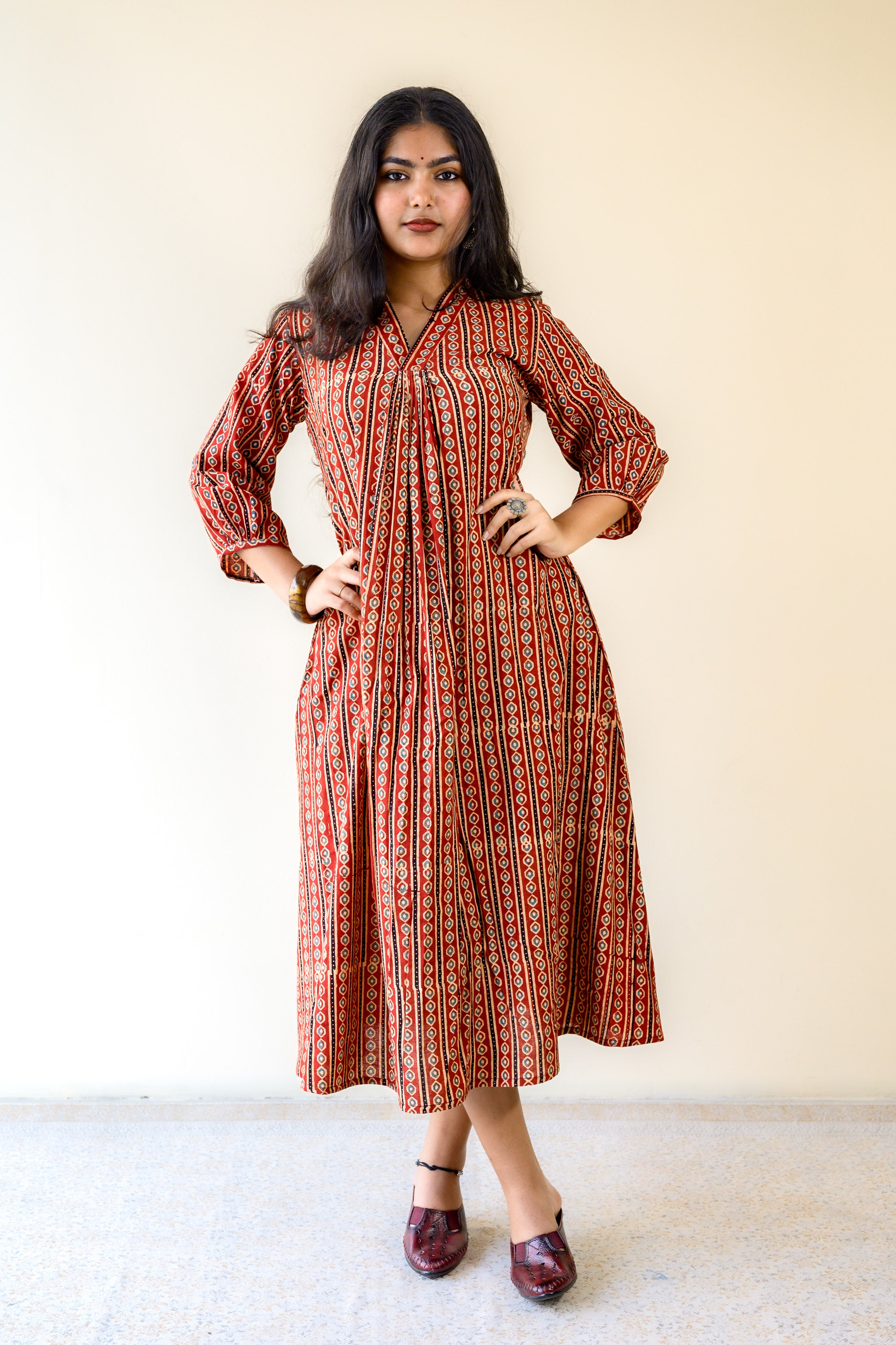 Taraana Ajrakh Stripes Dress