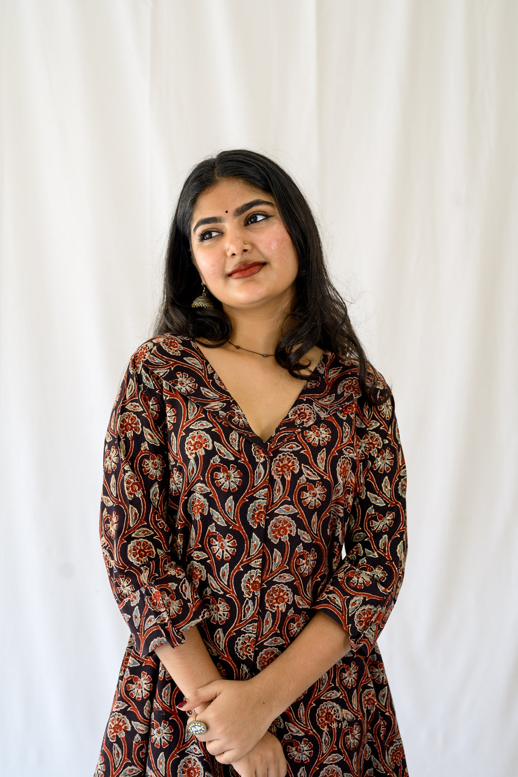 Mehreen Black Ajrakh Dress