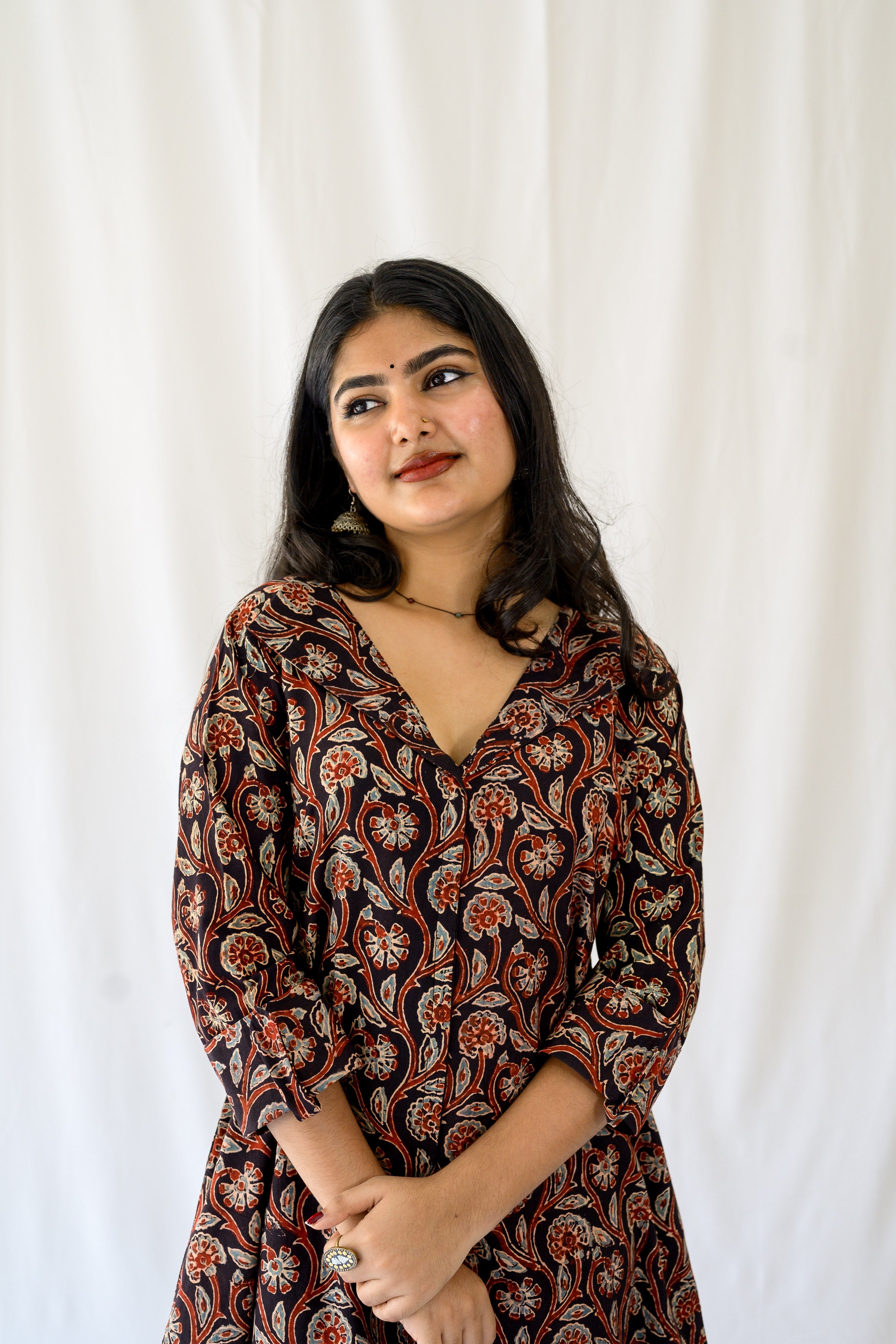 Mehreen Black Ajrakh Dress